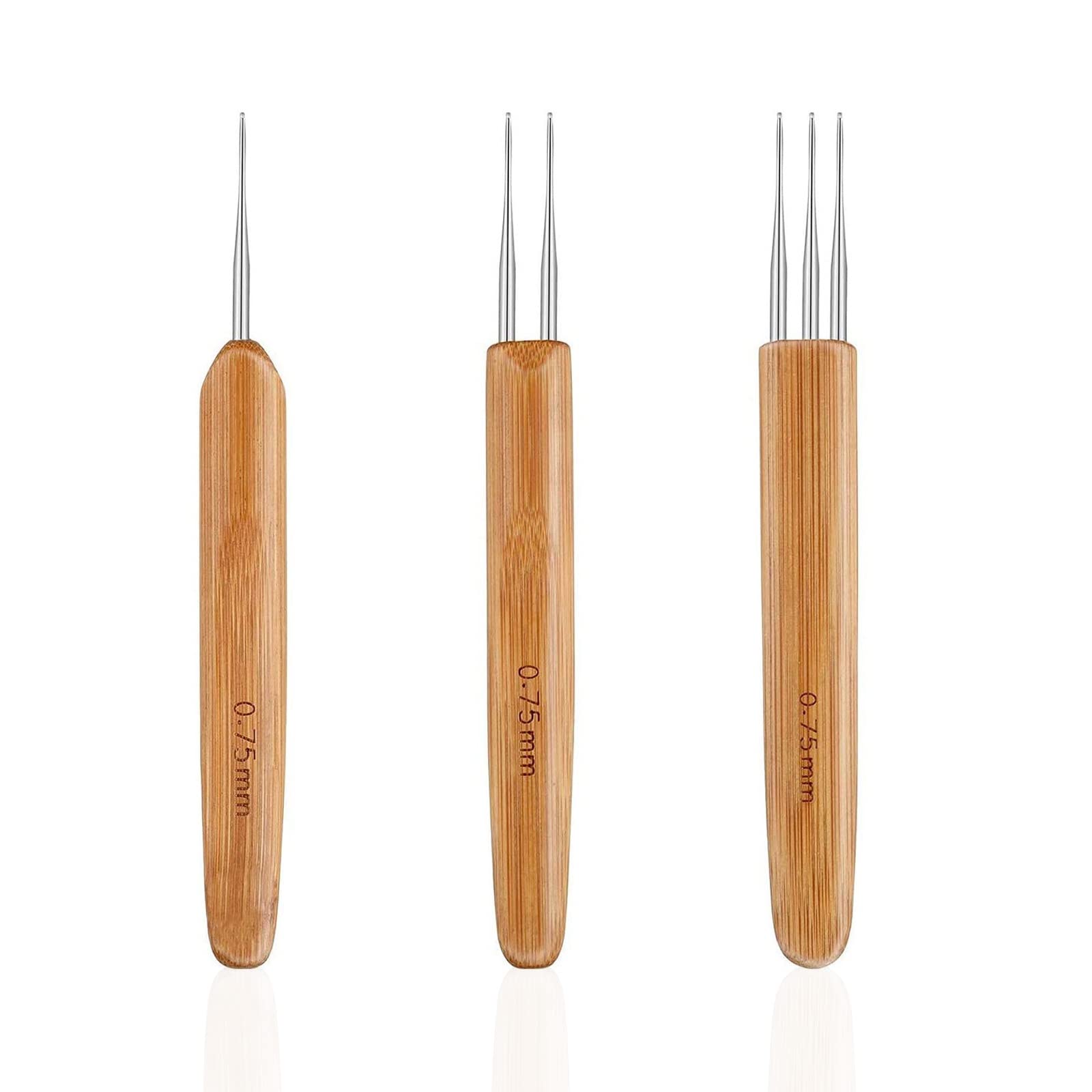 YOUMOO 3-Piece Dreadlock Crochet Hook Set - 0.75mm Professional Hair Braiding Tools (1 Hook, 2 Hooks, 3 Hooks) for Locs, Extensions & Natural Hair Styling - Perfect for Salon & DIY Hair Care