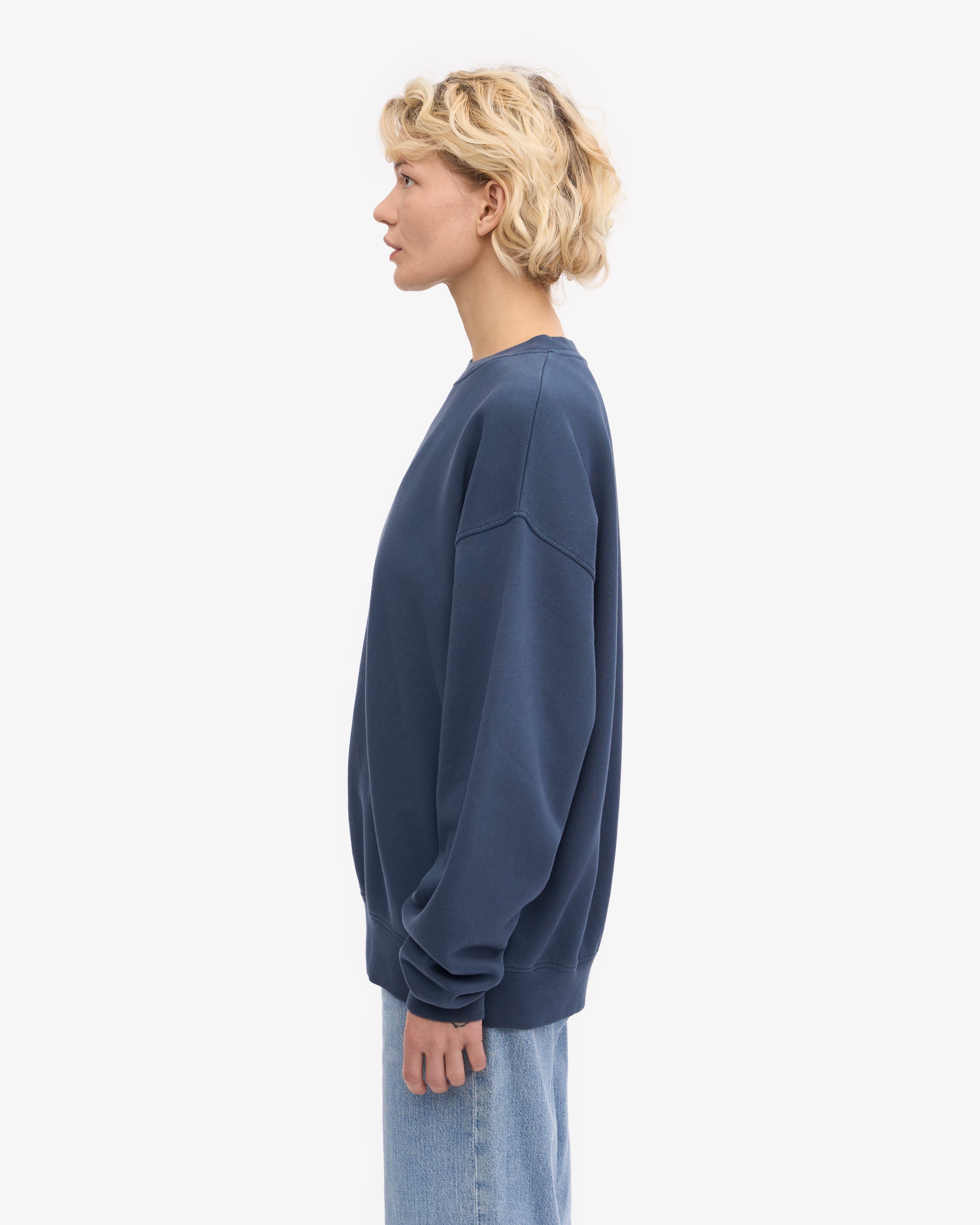 Organic Oversized Crewneck Sweatshirt for Women - Soft & Comfortable Petrol Blue Pullover - Perfect for Casual Wear, Lounge & Street Style