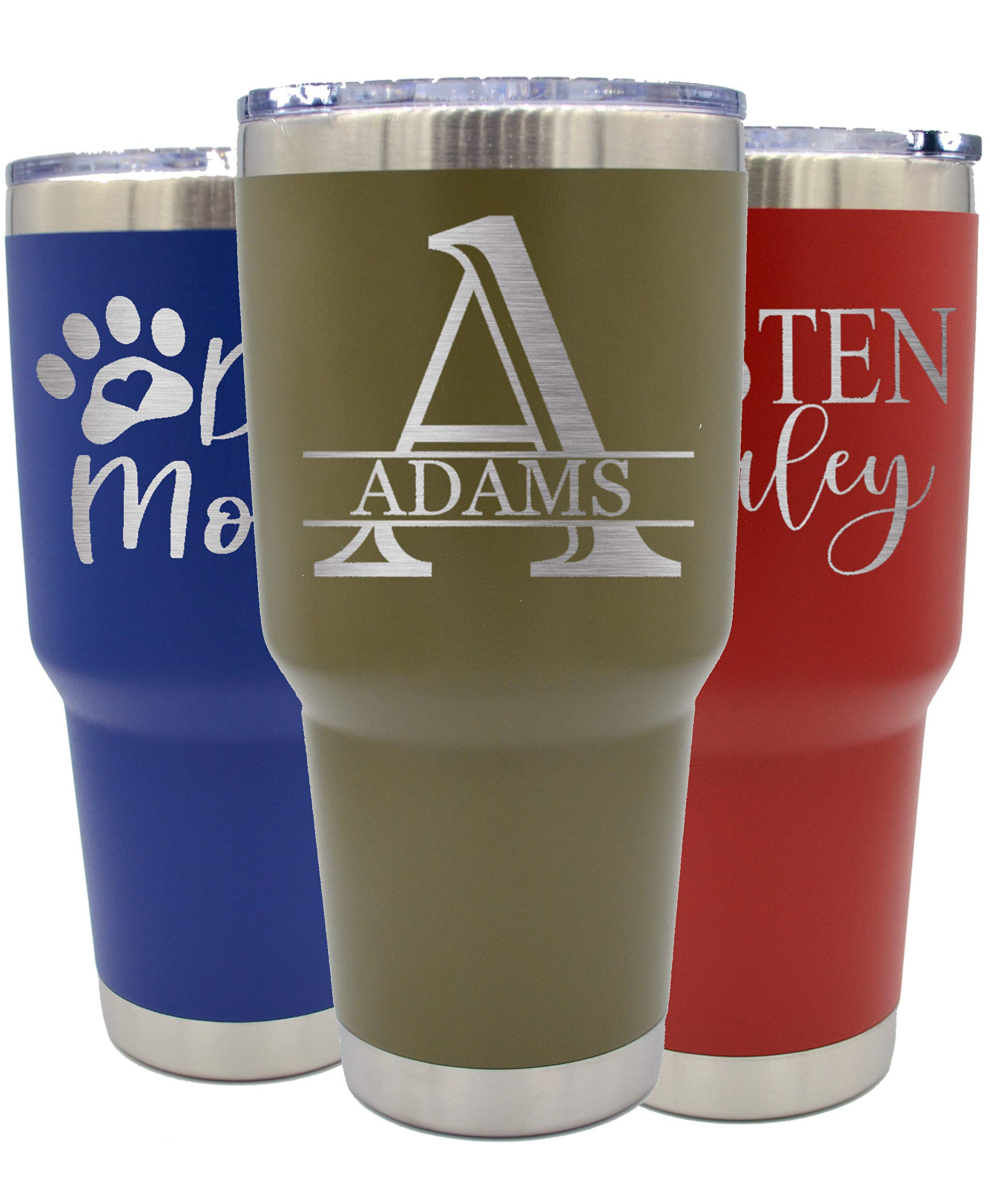 Personalized 30 oz Stainless Steel Tumbler with Lid - Custom Design Vacuum Insulated Travel Coffee Mug - Double Wall Army Green - Perfect for Office, Gym & Outdoor Adventures