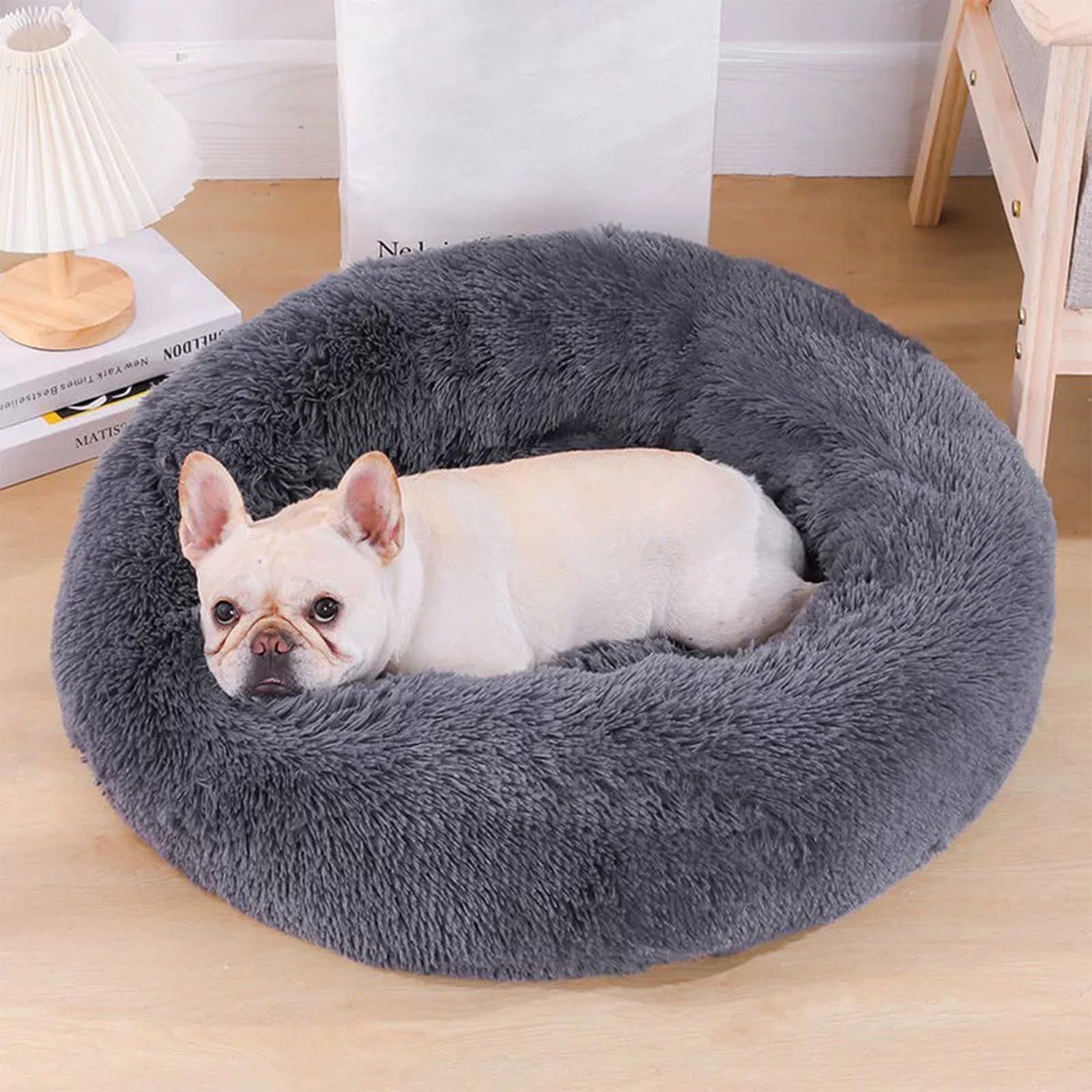 Premium Washable Round Dog Bed for Small Medium & Large Dogs - 24 Inch Calming Pet Bed with Non-Slip Bottom, Ultra Soft & Cozy for Puppies & Kittens - Perfect for Bedroom, Living Room & Crate Comfort