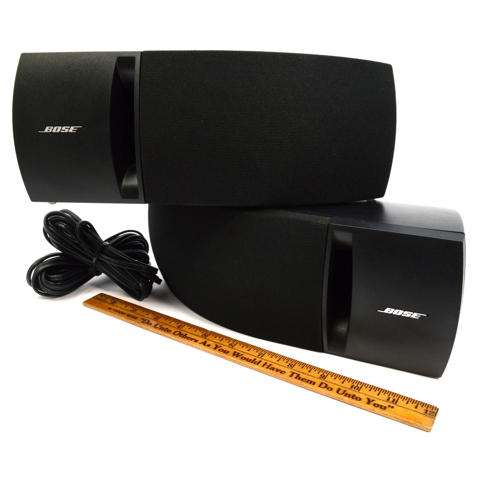 Refurbished BOSE 161 Bookshelf Speakers (Pair) - Black with Wall Mount Brackets - Perfect for Home Theater & Music Listening