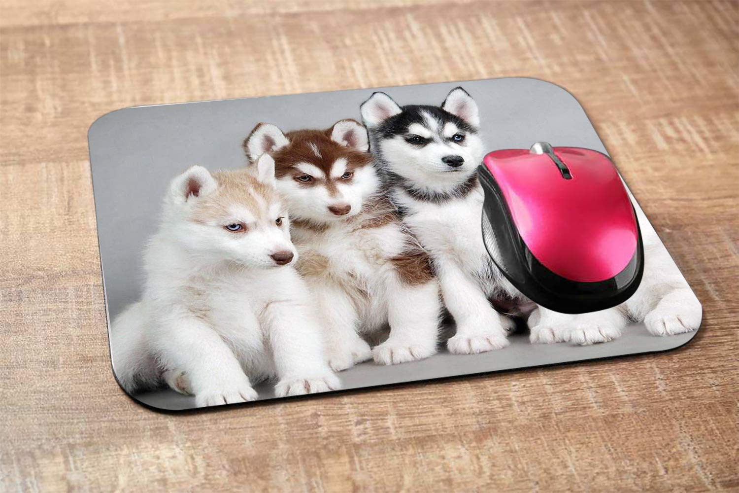 Husky Puppies Gaming Mouse Pad - Non-Slip Rubber Base, 9.5