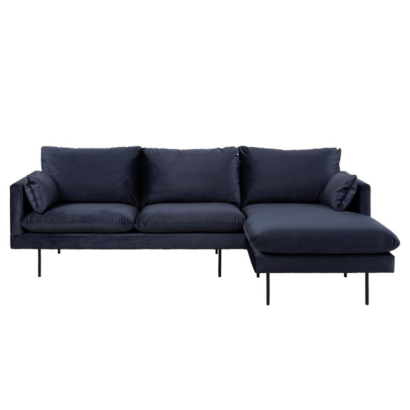AKEMI 3-Seater Sofa with Right Chaise Lounge - Modern Blue Fabric Sectional Couch for Living Room, Family Room & Apartment Decor