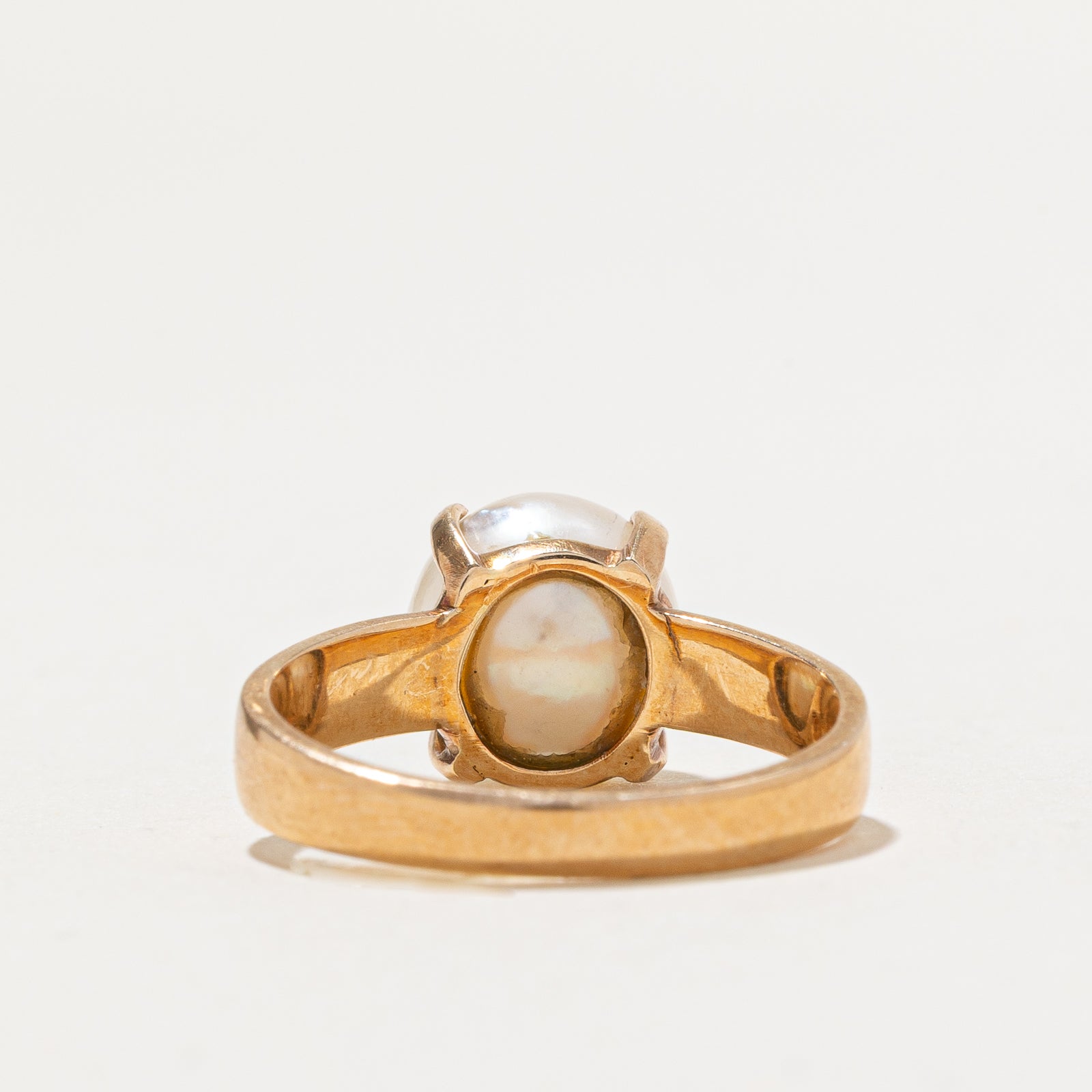 Solitaire Pearl Ring for Women - 6.5 Size, Elegant White Pearl Engagement Ring, Wedding Band, Anniversary Gift Jewelry - Perfect for Proposals, Bridal Sets, and Special Occasions