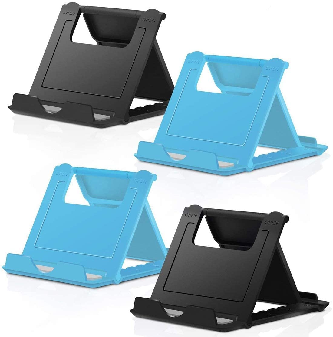 COOLOO 4-Pack Foldable Phone Stand for iPhone & Android - Desk & Travel Use