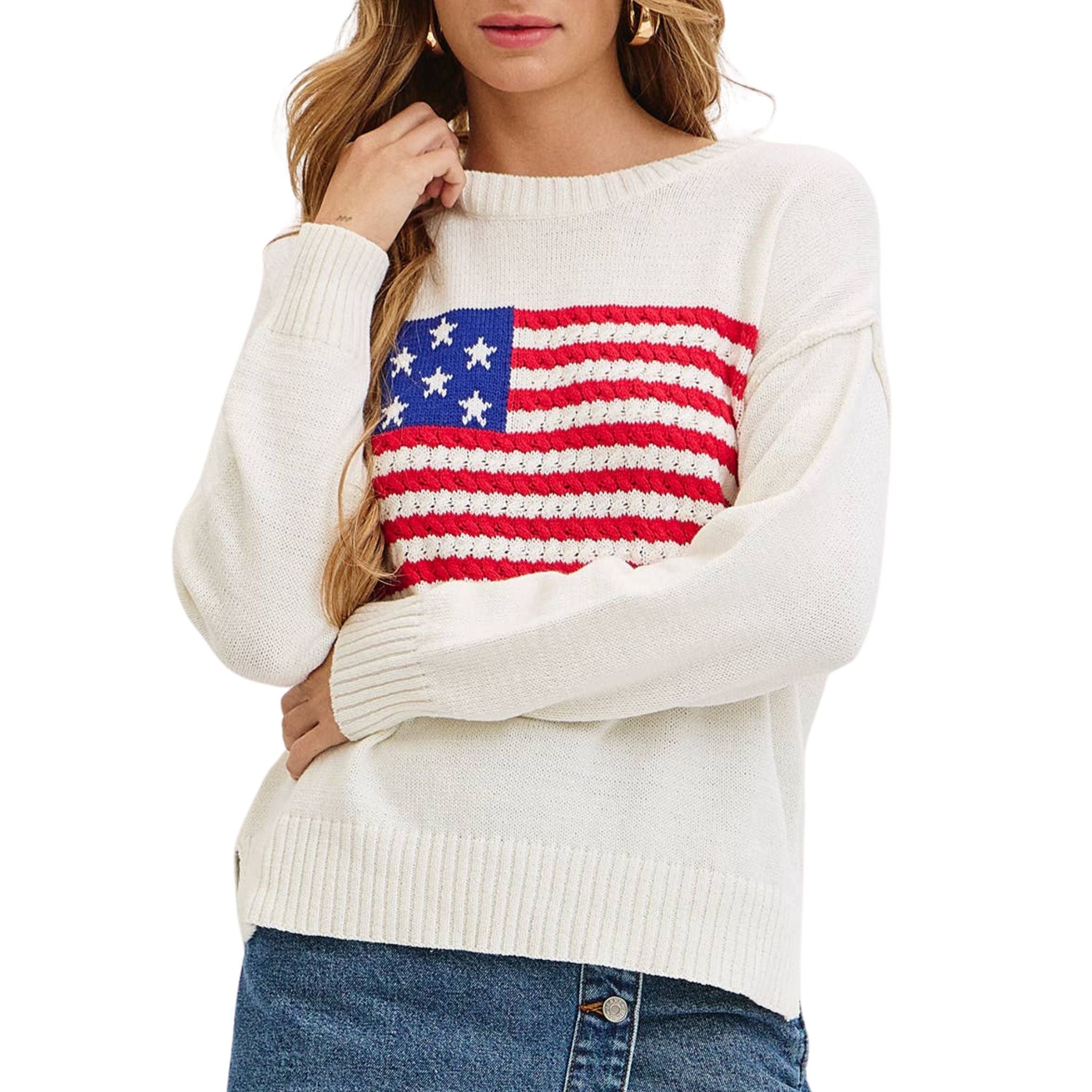 Patriotic American Flag Sweater for Men & Women - Cozy Knit Pullover for 4th of July, Veterans Day & USA Pride - Perfect for Holidays, Parties & Casual Wear