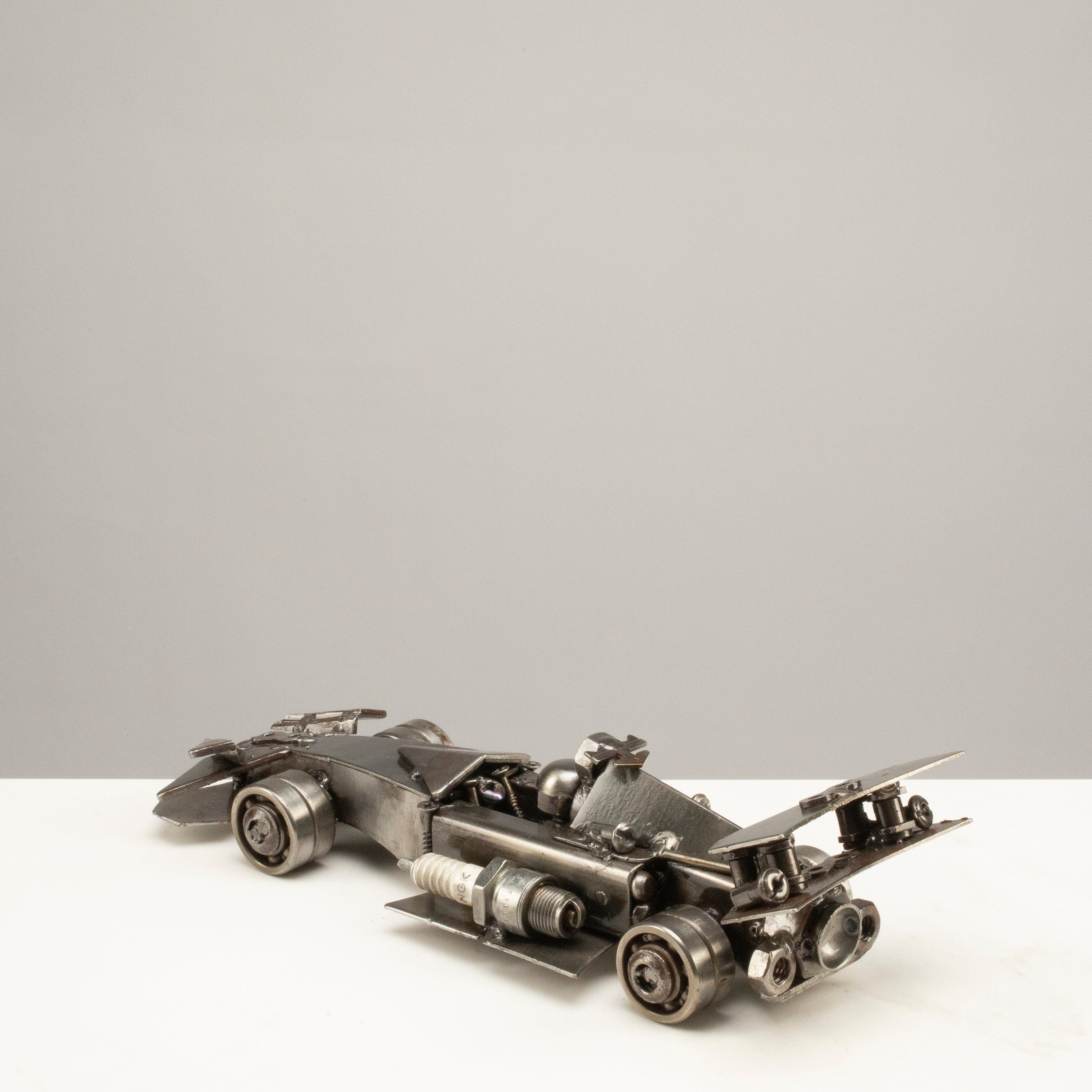 10.5 Inch F1 Inspired Recycled Metal Car Model - Formula 1 Racing Collectible Toy for Adults & Kids - Perfect for Office Desk Decor, Racing Enthusiast Gifts & Home Display