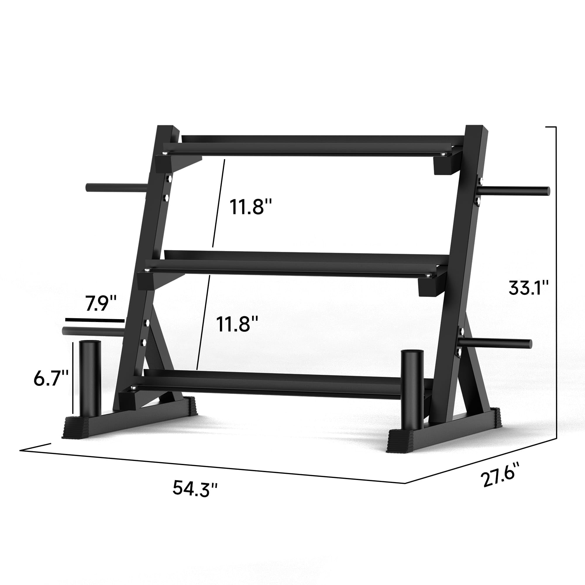 EVOLPOW 3-Tier Dumbbell Rack Stand - Heavy Duty Weight Storage Organizer for 5-75LB Dumbbells, Kettlebells & Weight Plates - Space Saving Home Gym Equipment for Strength Training & Workout Organization