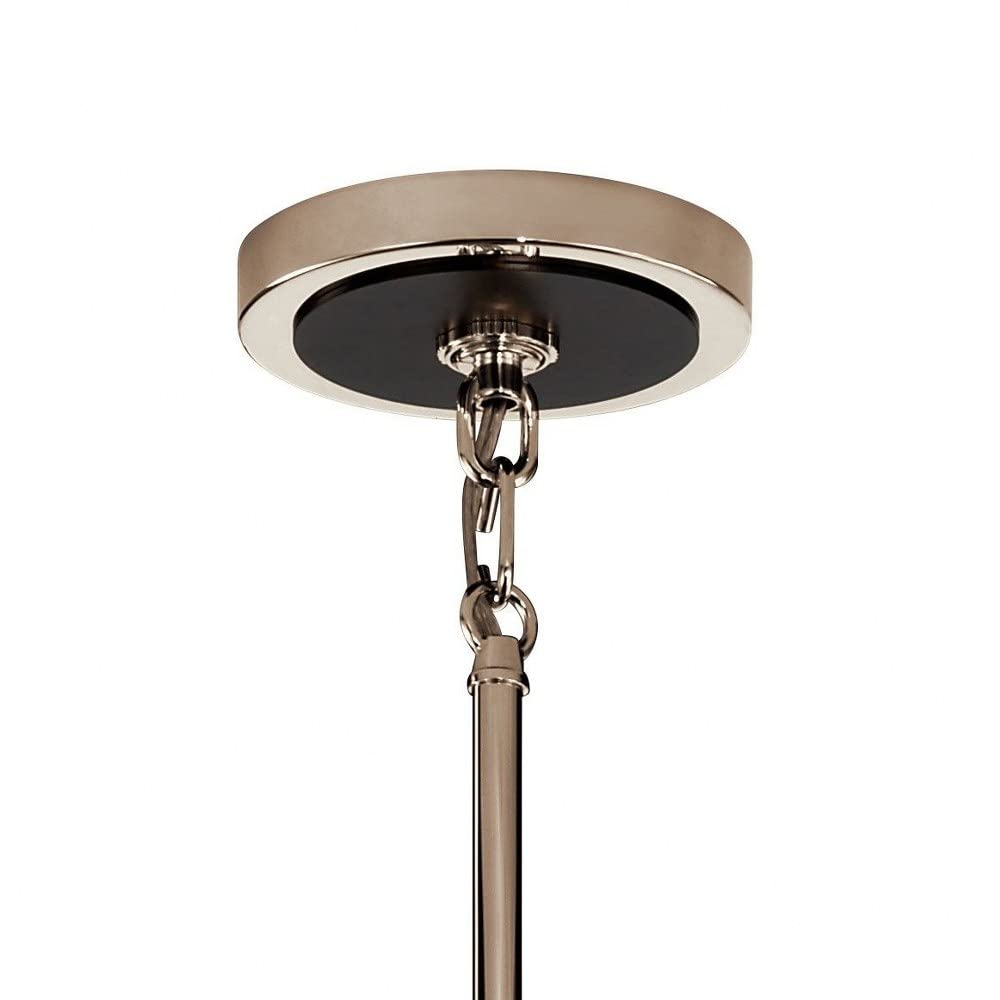 Kichler Eastmont 3-Light Chandelier - Clear Glass Shade, Polished Nickel & Walnut Wood Finish - Perfect for Dining Room, Bedroom or Entryway Lighting