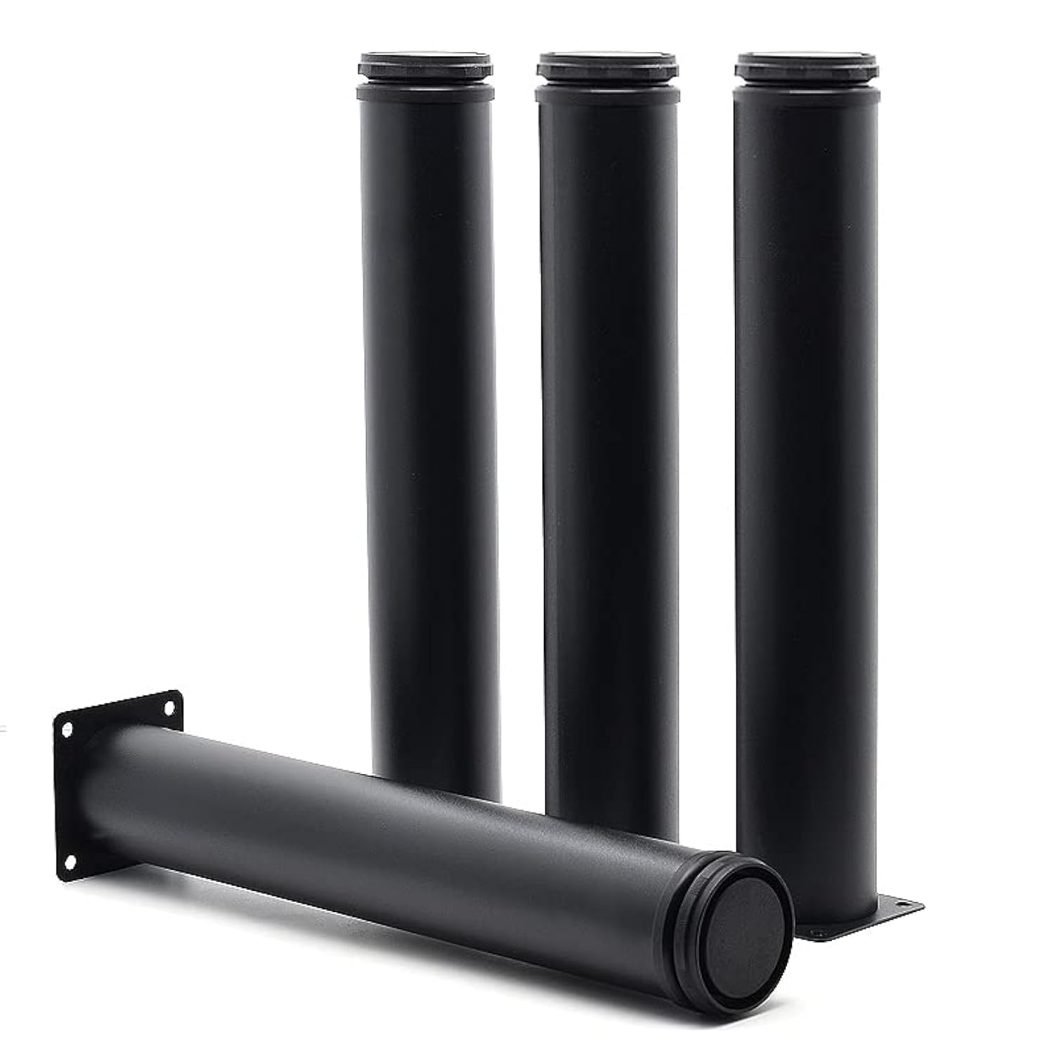 12 Inch Adjustable Stainless Steel Metal Furniture Legs - Round Black Cabinet Legs for Coffee Table, Desk, Sofa & Shelves (Set of 4) - Perfect for Modern Home & Office Furniture Upgrade