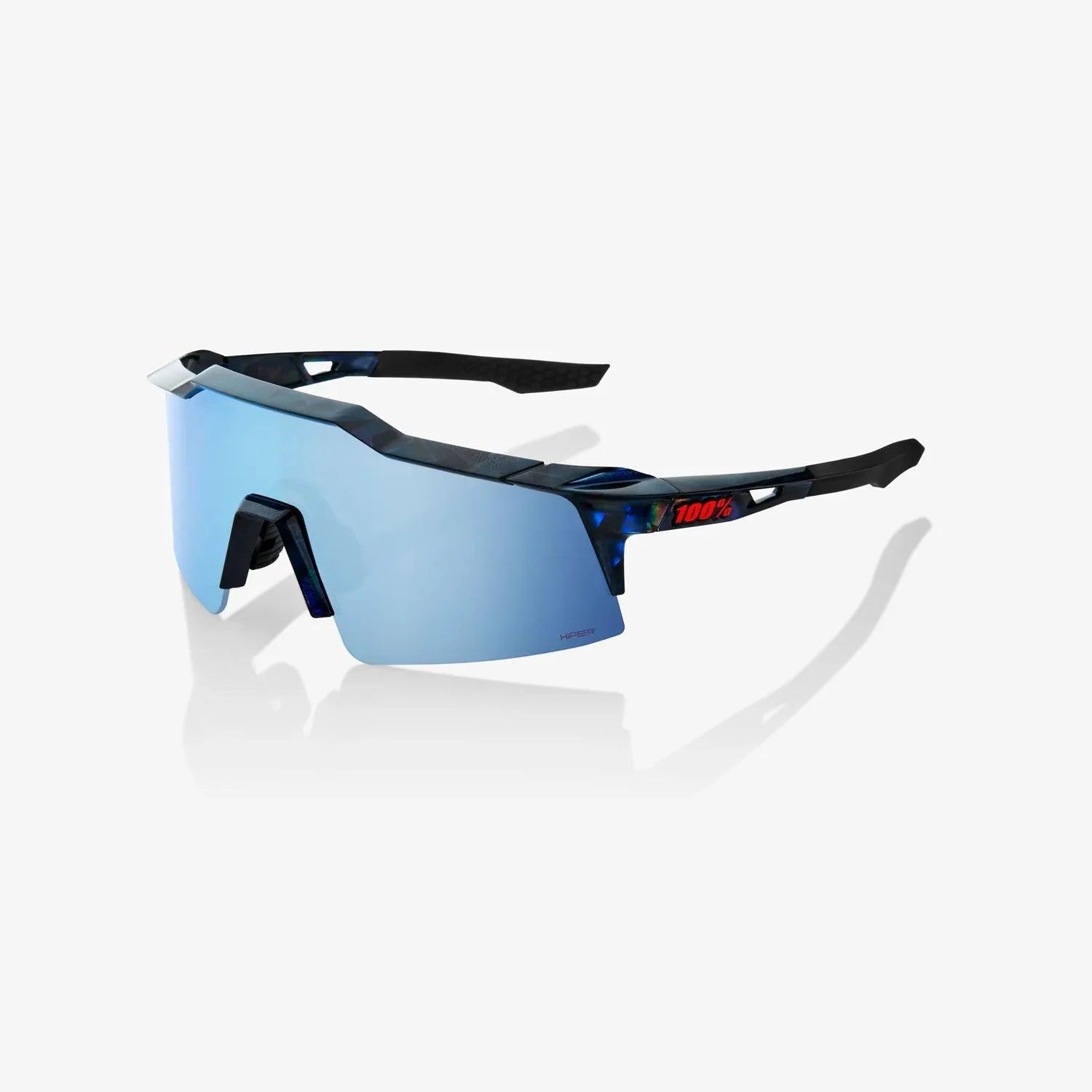 100% UV Protection Sunglasses - SPEEDCRAFT SL Black Holographic Frame with HiPER Blue Multilayer Mirror Lens | Polarized Sports & Driving Shades for Men & Women