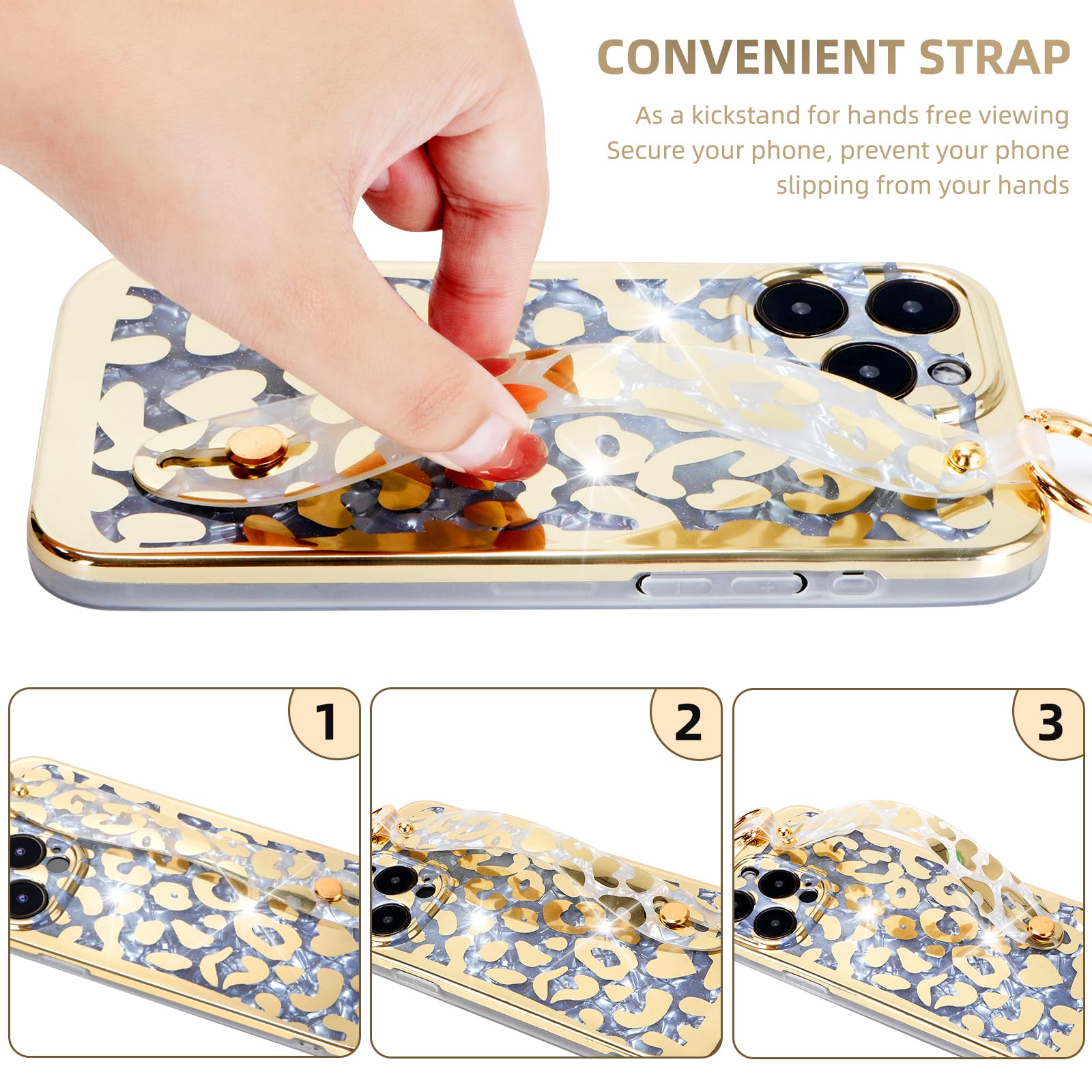 Shockproof Ultra Slim IMD Case for iPhone 12 Pro Max (6.7-inch) - Cheetah Print Wristband & Kickstand Cover | Perfect for Gym, Outdoor Activities & Everyday Protection (Leopard Skin Pattern)