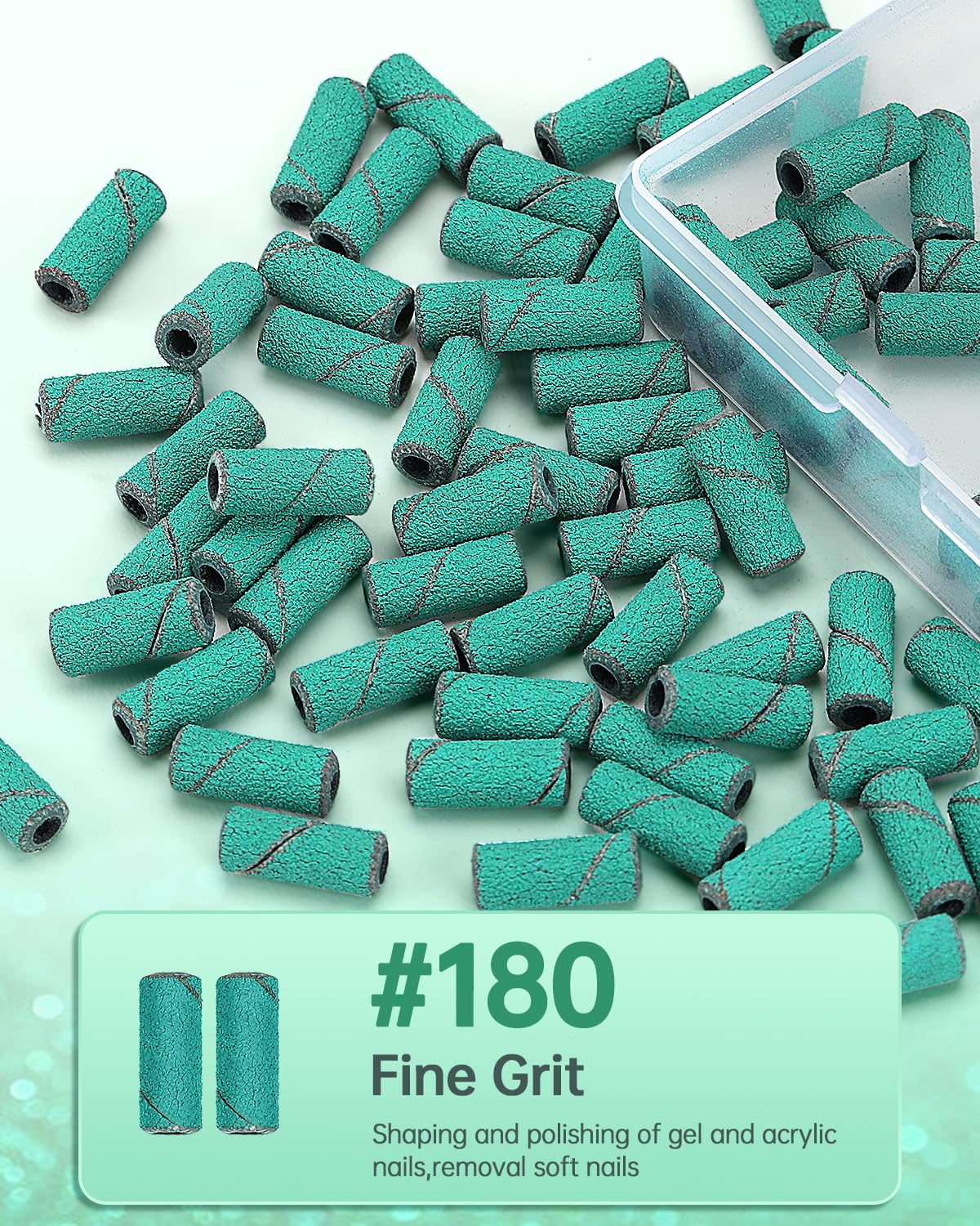 180 Grit Nail Sanding Bands for Drill - 80Pcs Professional Sanding Bands with 3.1mm Mandrel for Acrylic Gel Nails, Callus Removal & Nail Shaping - Perfect for Manicure, Pedicure & Nail Art at Home or Salon