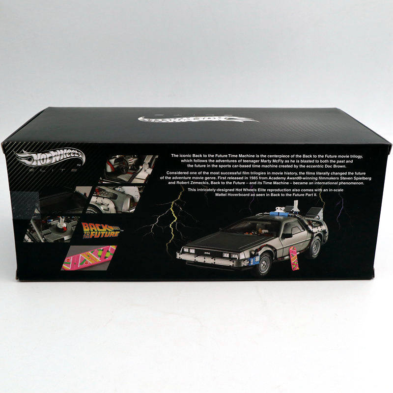 Hot Wheels 1/18 Scale Diecast Model Car - Back to The Future Time Machine BCJ97 - Collectible Elite Series - Perfect Gift for Movie Fans & Car Collectors - Display for Home, Office or Movie Themed Decor