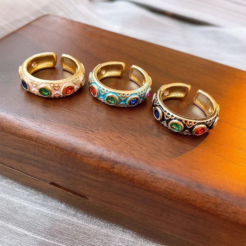Evil Eye Bohemian Enamel Thumb Ring for Women | Turkish Nazar Boncuk Protection Jewelry | Handmade Silver Plated Statement Ring for Good Luck, Spiritual Protection & Fashion Accessories | Perfect for Boho Chic, Festival & Everyday Wear