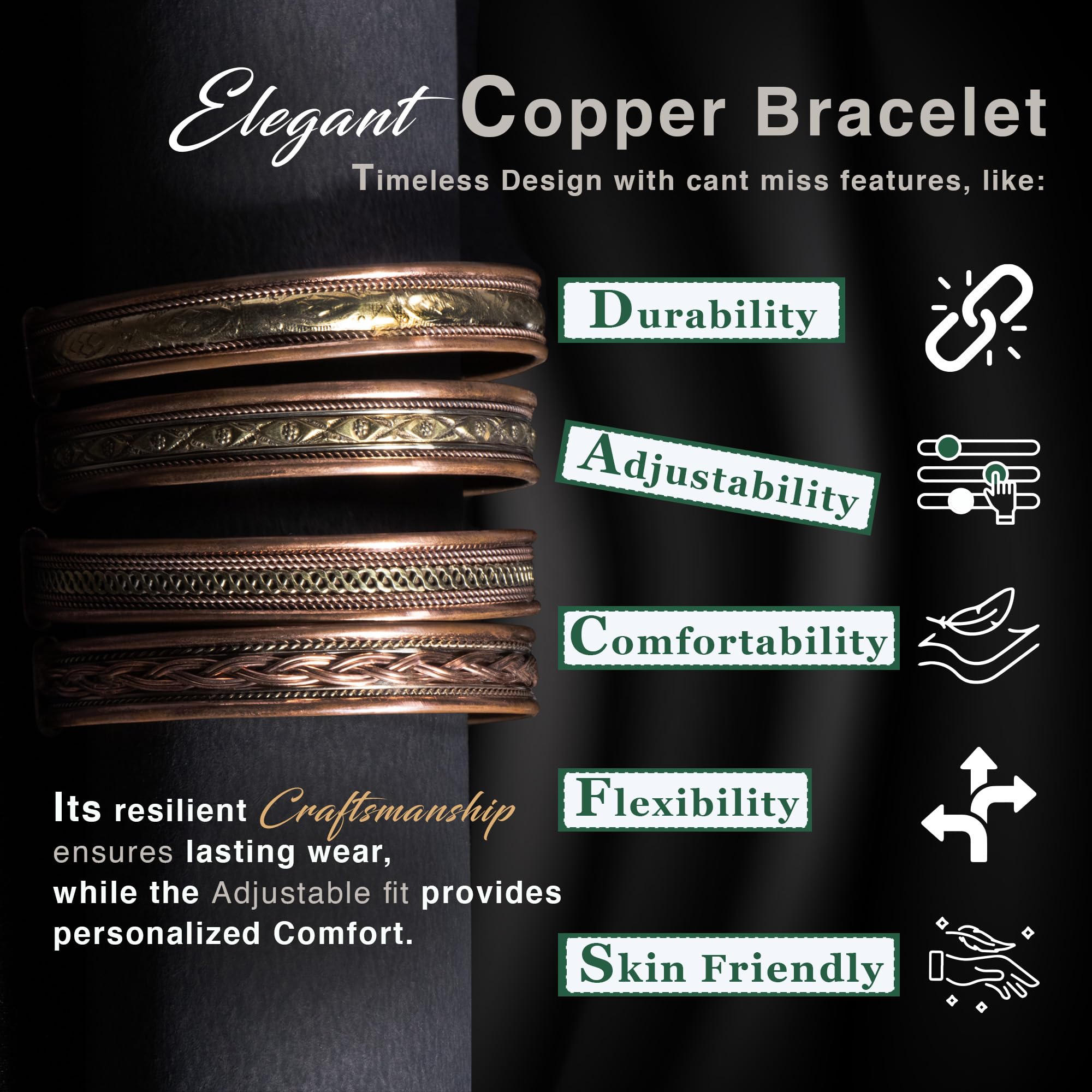 Authentic Tibetan Copper Bracelets for Women & Men - Handcrafted India Pattern Spiritual Yoga Jewelry - Unisex Cobre Pulsera & Cobre Bracelet - Perfect for Meditation, Yoga & Boho Fashion