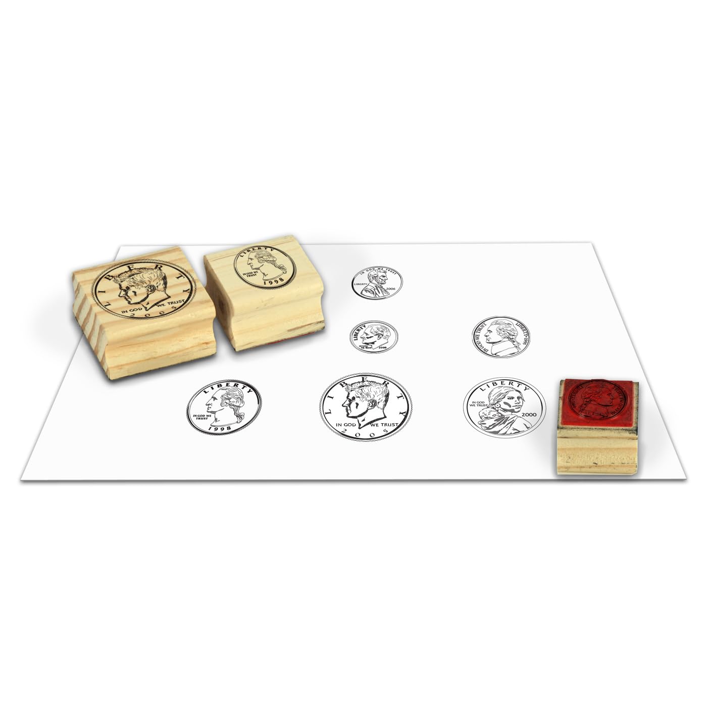 EAI Education Wooden Coin Stamps - Set of 6 Heads for Math Learning, Counting Practice & Classroom Activities | Perfect for Homeschooling & Early Childhood Education