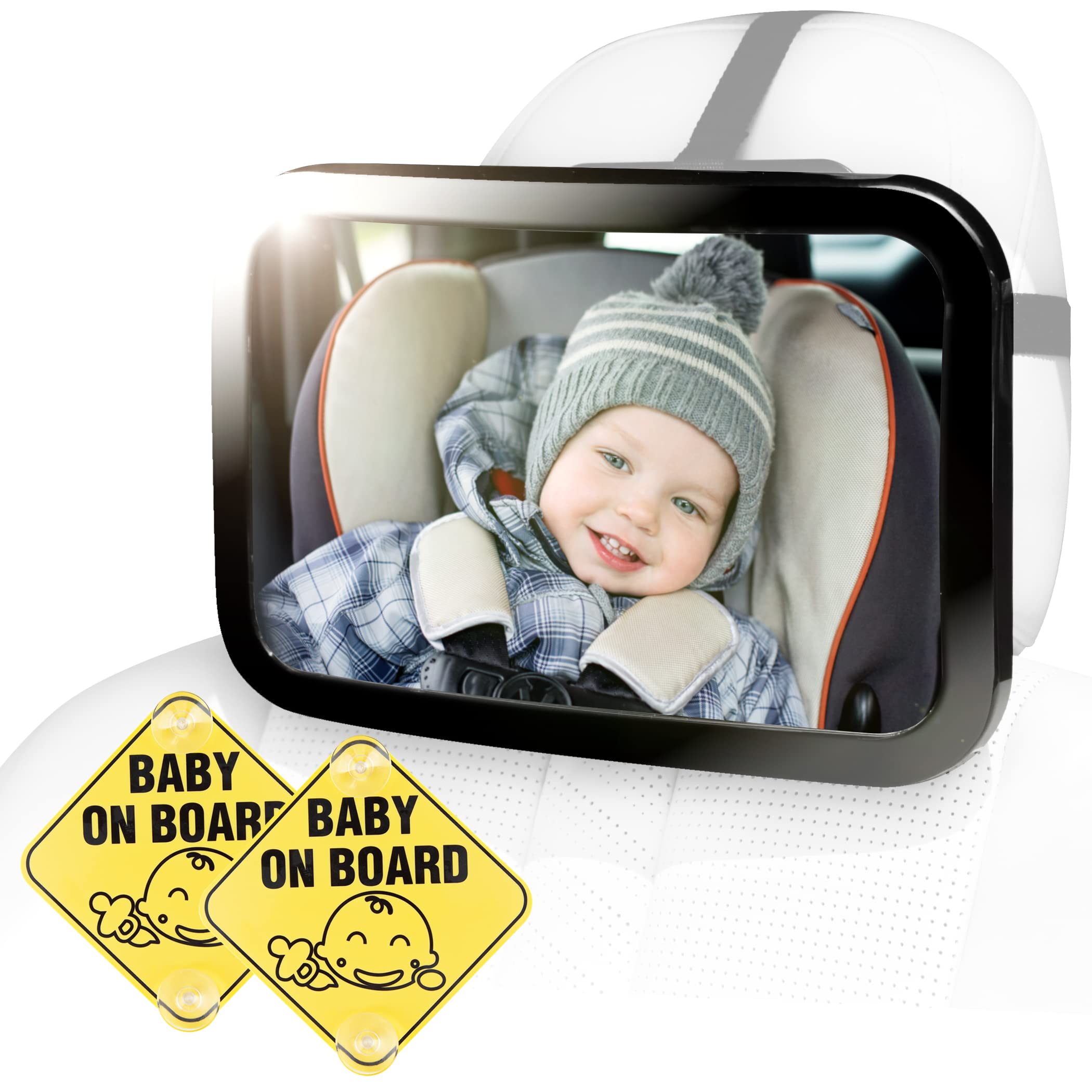 **CARTMAN Baby Car Mirror - Shatterproof Rear-Facing Infant Safety Mirror with 2 Pack 