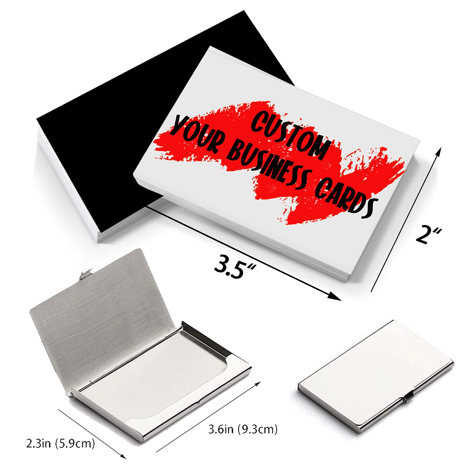 Custom Business Cards with Logo & Text - 300GSM Thick Waterproof Paper - Double-Sided Printing - 200pcs with Free Card Case - Perfect for Networking, Corporate Branding & Professional Meetings