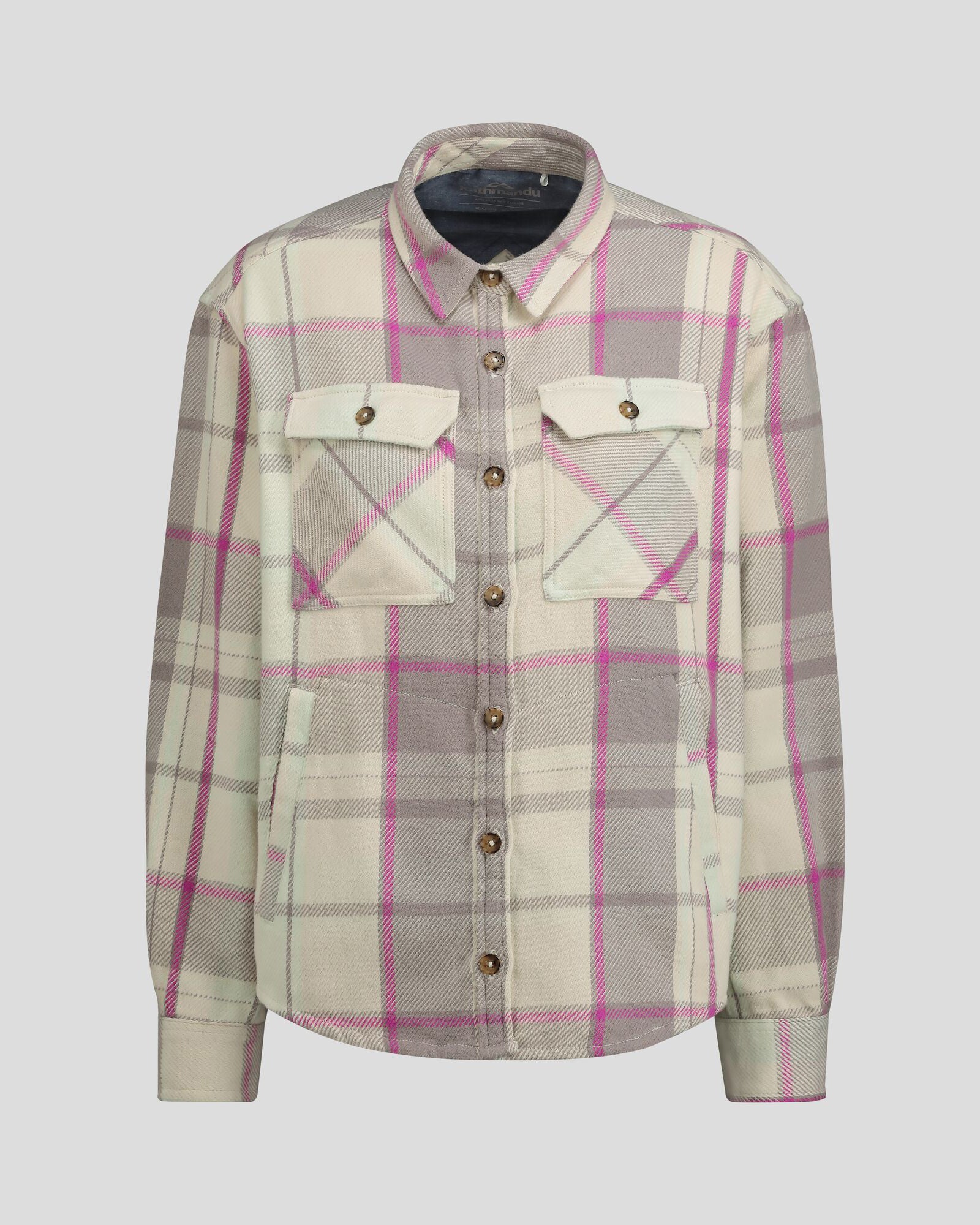 Women's Huntly Long Sleeve Plaid Shirt - Soft Flannel Button Down Top with Mushroom Print for Fall & Winter, Perfect for Cabin Retreats, Camping and Outdoor Adventures