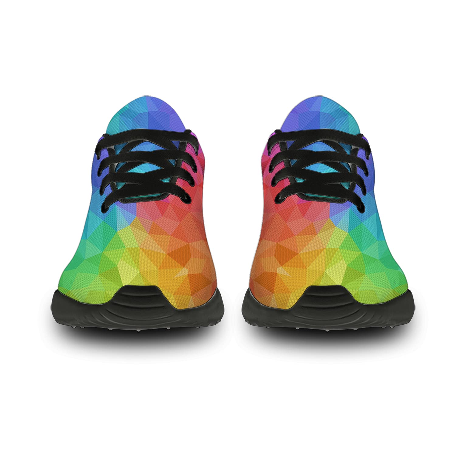 **Rainbow Heart LGBTQ+ Running Shoes for Men & Women - Comfortable Walking & Tennis Sneakers - Size 11 Men/13 Women - Black - Perfect Pride Gifts & Everyday Wear**    *(Use for jogging, gym workouts, casual walks, or showing LGBTQ+ pride at events and festivals.)*