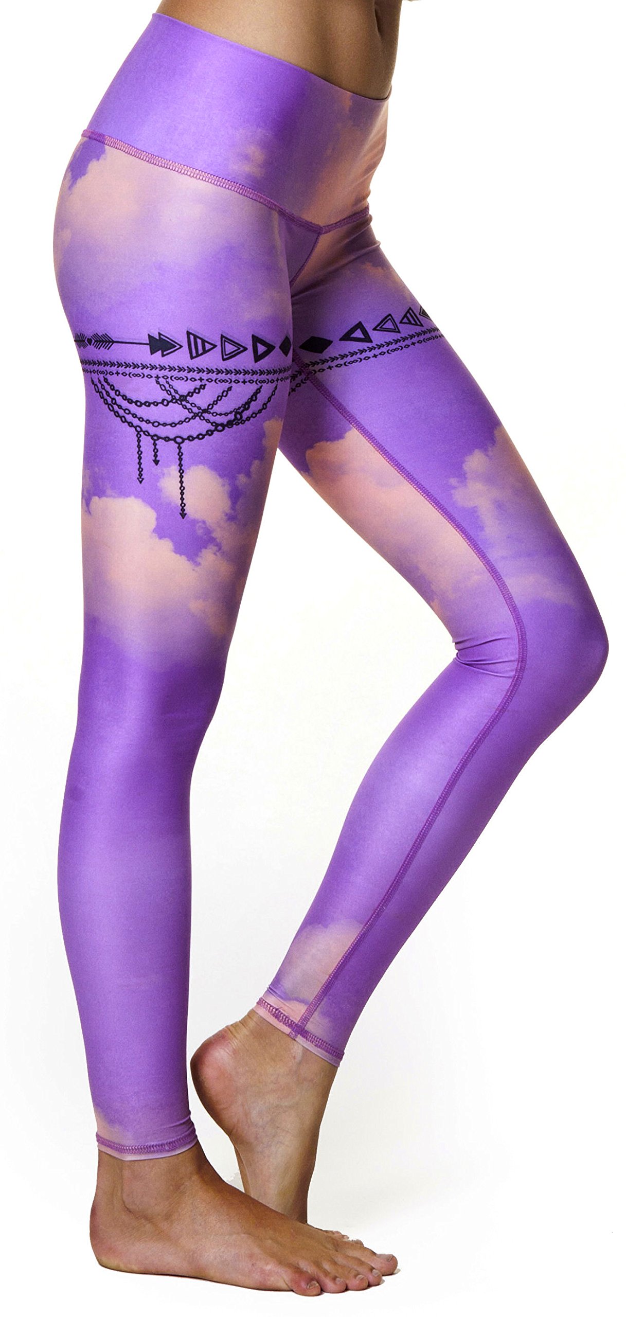 Teeki Women's High Waisted Yoga Shorts & Leggings - Purple Hazed Pattern | Workout, Running, Gym & Lounge Wear