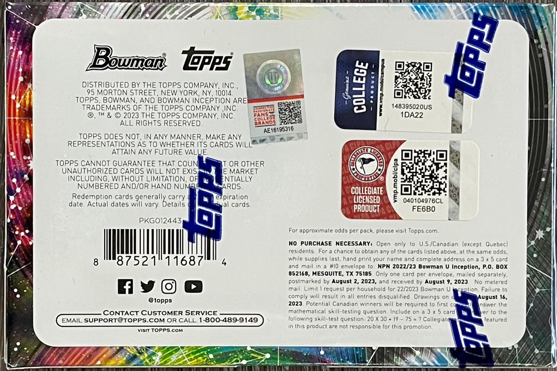 2022-23 Bowman University Inception Multi-Sport Hobby Box - 1 Pack with 7 Cards (Includes 2 Autographs) | Collectible Trading Cards for Basketball, Football & Baseball Fans | Perfect for Card Collectors, Investors & Fantasy Sports Enthusiasts