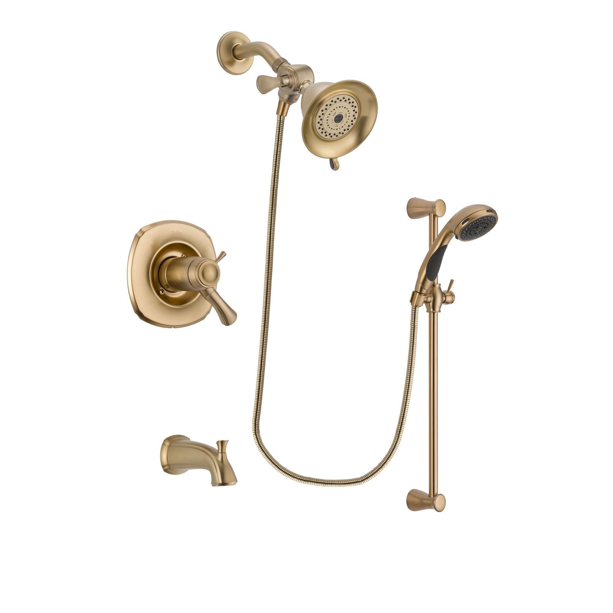 Delta Addison Champagne Bronze Thermostatic Tub and Shower Faucet System with Water Efficient Shower Head, Handheld Sprayer & Slide Bar - Includes Rough-in Valve & Tub Spout DSP3425V - Perfect for Modern Bathroom Renovations & Luxury Spa Experience