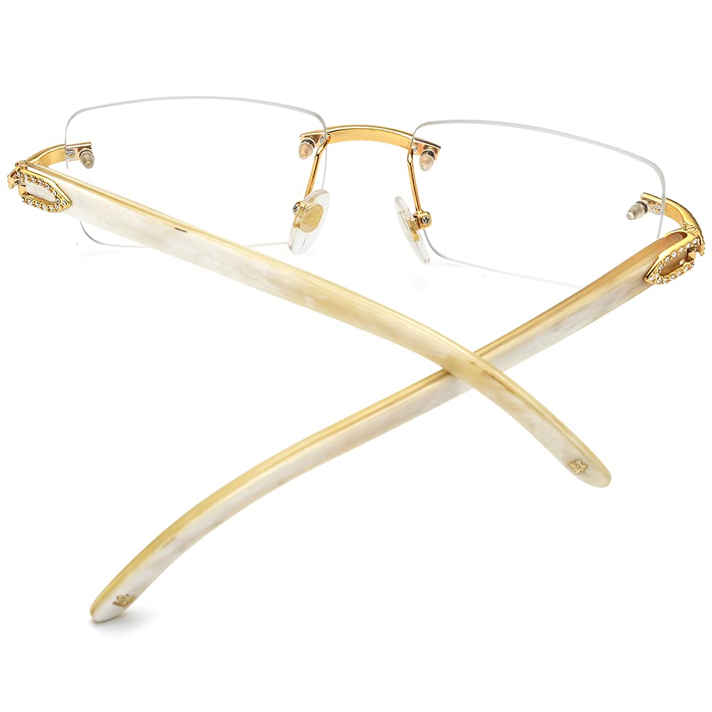 **HEPIDEM 100% Genuine Buffalo Horn Handmade Square Rimless Luxury Sunglasses – UV Protection, Lightweight & Stylish for Outdoor, Driving, and Fashion**