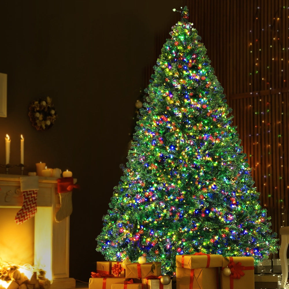 8FT Christmas Tree with LED Lights - 2.4M Green Artificial Xmas Tree for Home Decor | Perfect for Living Room, Office & Holiday Party Decoration