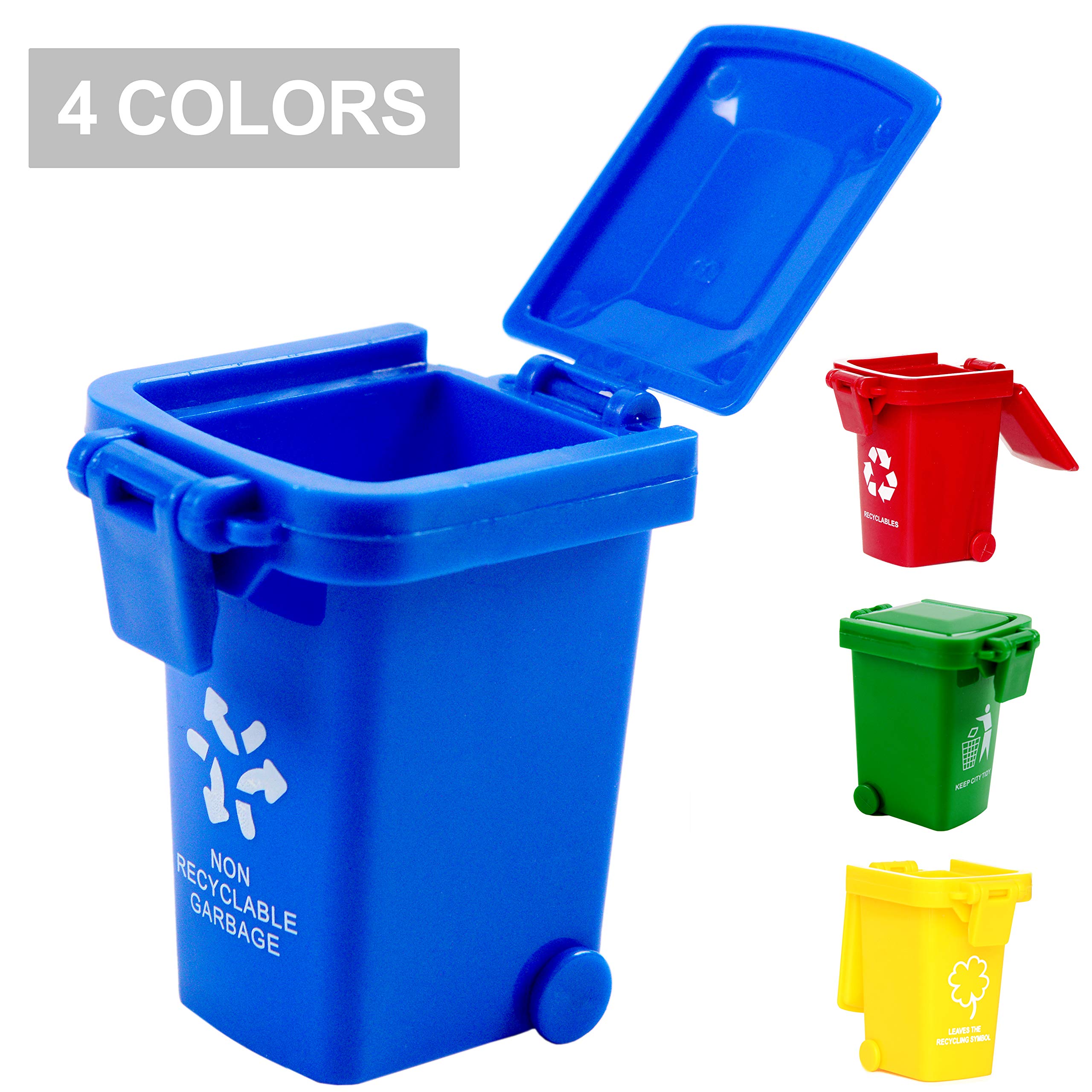 Mini Trash Can Toy Set for Kids - 2 Inch Garbage Truck Accessories, Curbside Vehicle Bins for Toddlers | Pretend Play, Educational Toys, Recycling Learning