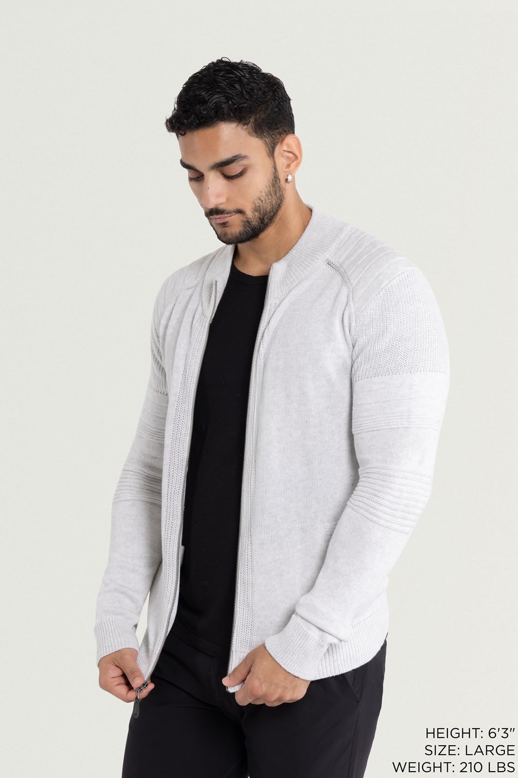 X RAY Men's Slim Fit Zip Up Cardigan Sweater - Lightweight Knit Jacket for Spring & Fall (Big & Tall Sizes) | Casual Office Wear & Layering Essential