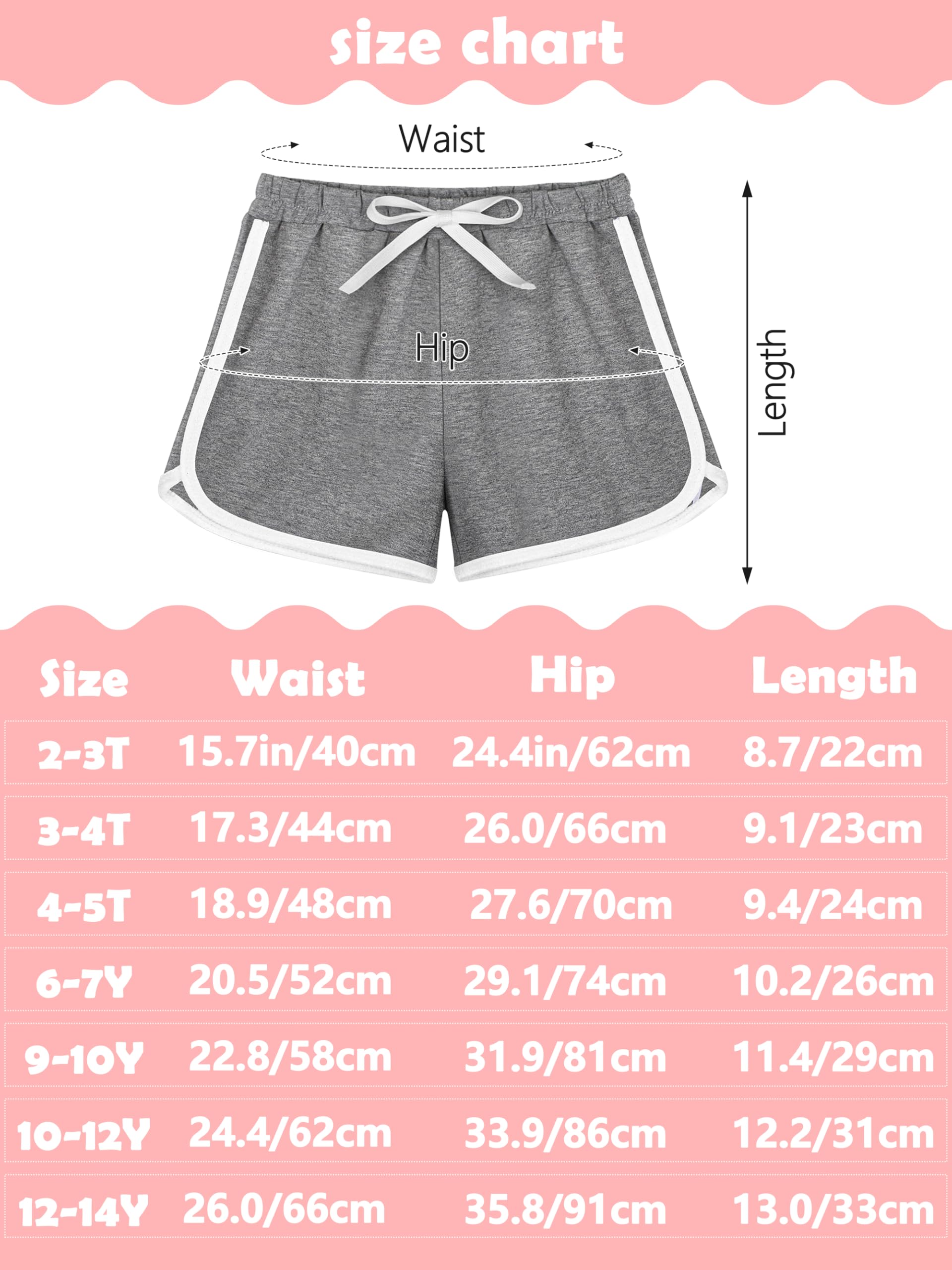Resinta 5-Pack Girls' Cotton Athletic Shorts - Breathable Running Shorts for Toddlers, Summer Activewear, Yoga & Playtime - Perfect for Sports, Gym, and Outdoor Activities