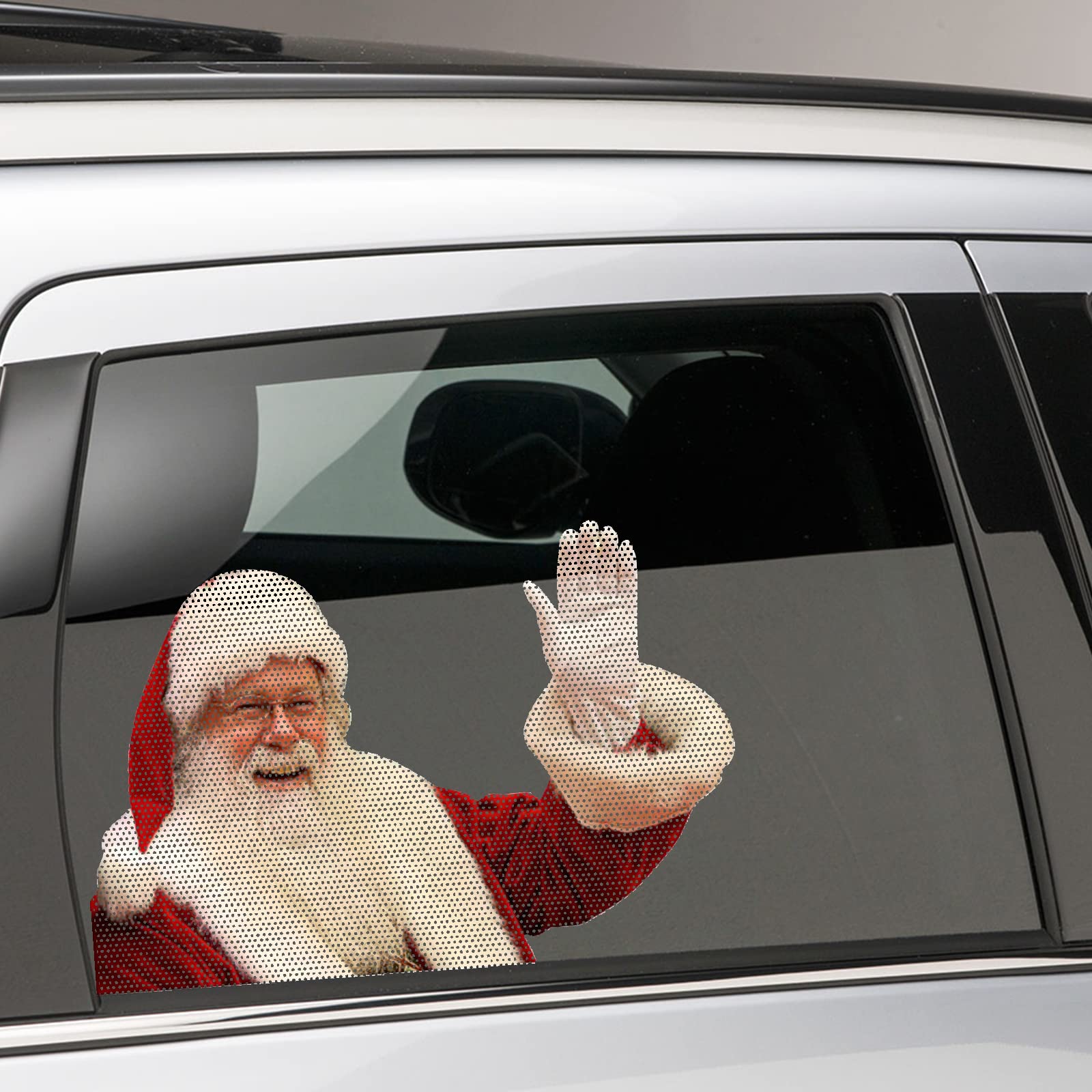 Funny Santa Claus Car Window Stickers - 2 Pack PVC Self-Adhesive Christmas Decals for Rear Windows (11.8x11.8 Inches) - Perfect for Holiday Car Decorations & Christmas Party Vehicle Decor