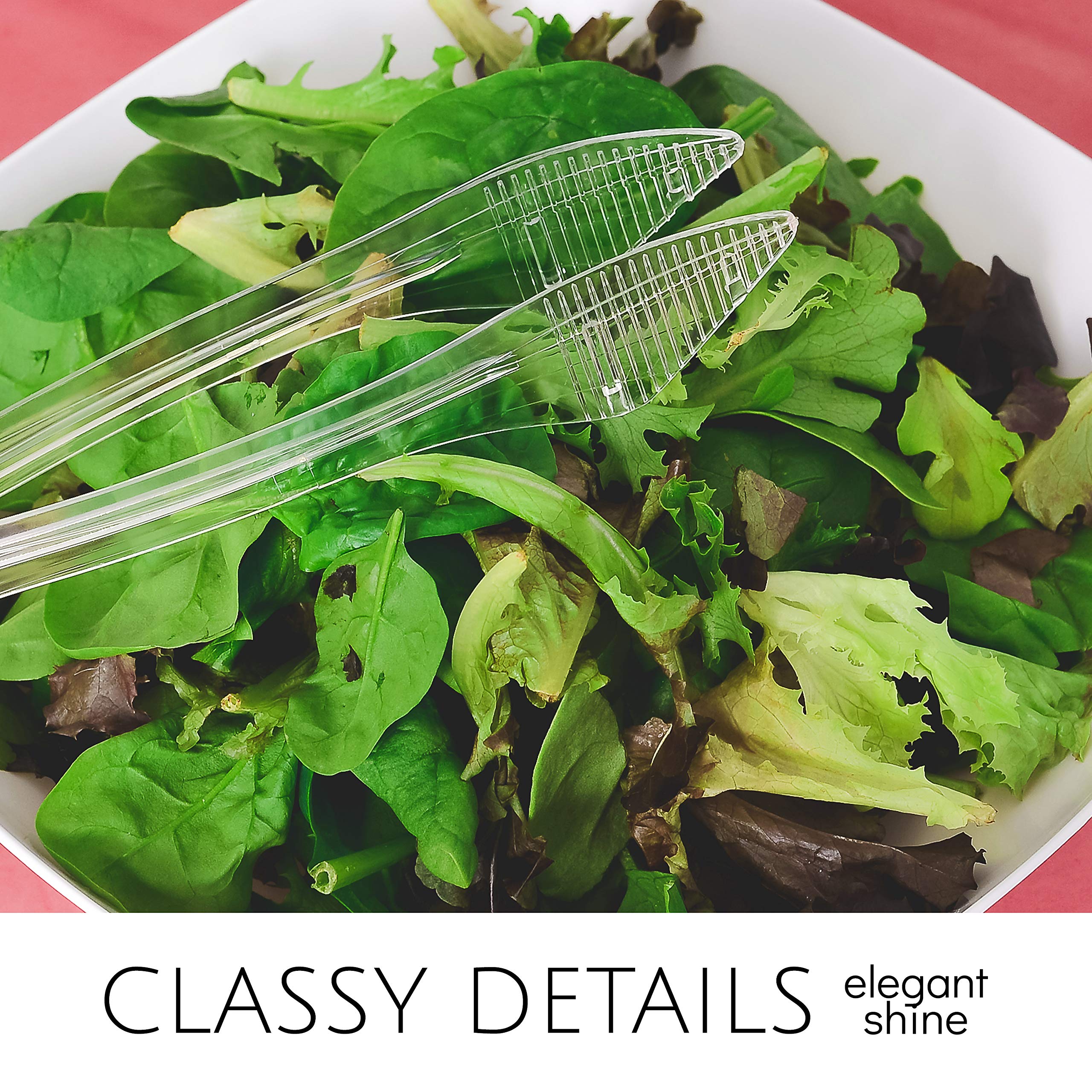 Premium Plastic Serving Tongs - Heavy Duty Disposable Utensils (12-Pack) for Parties & Catering