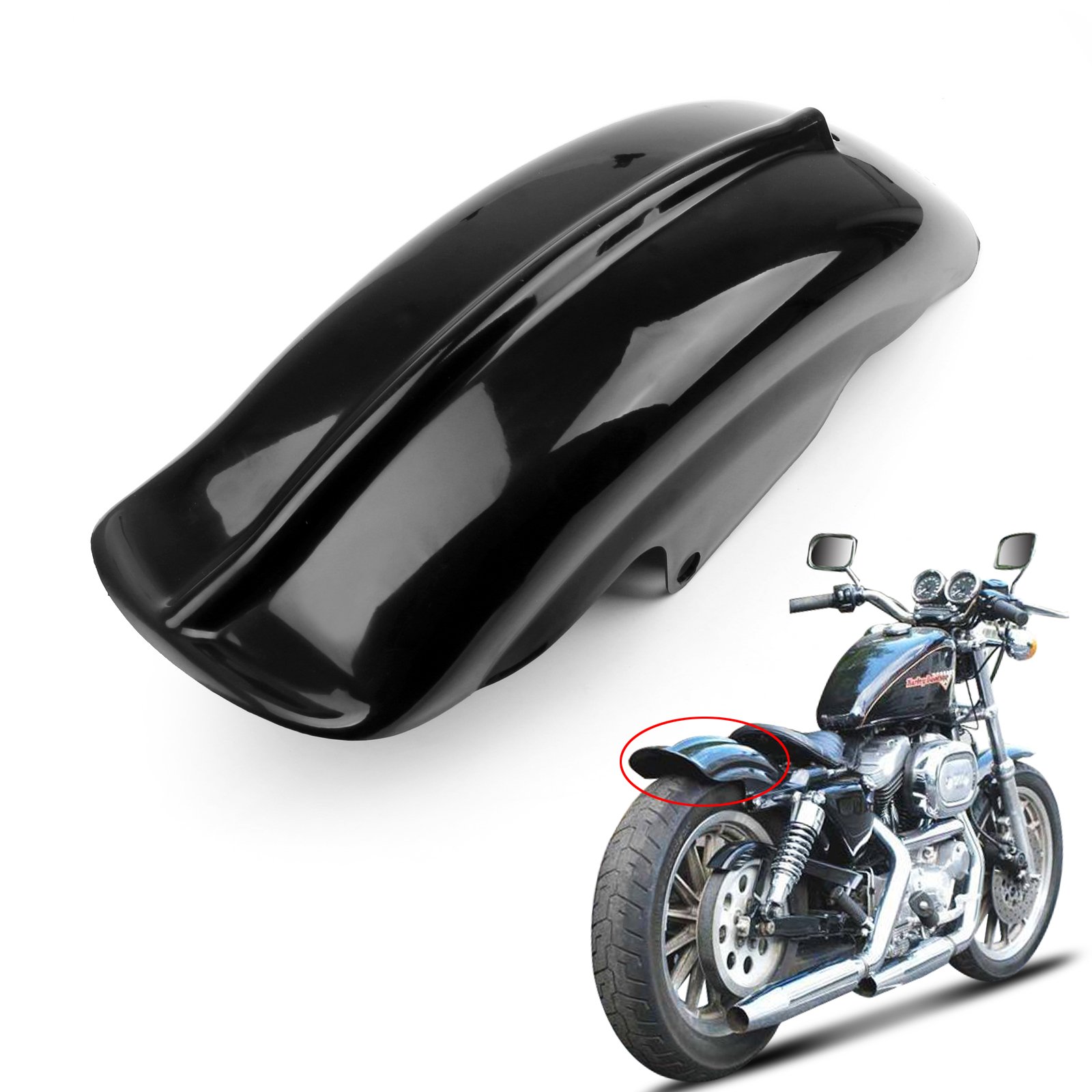 Artudatech Rear Fender Mudguard for Harley Sportster Bobber Chopper Cafe Racer 1994-2003 | ABS Plastic Solo Seat Fender | Perfect for Custom Bike Builds & Rain Protection