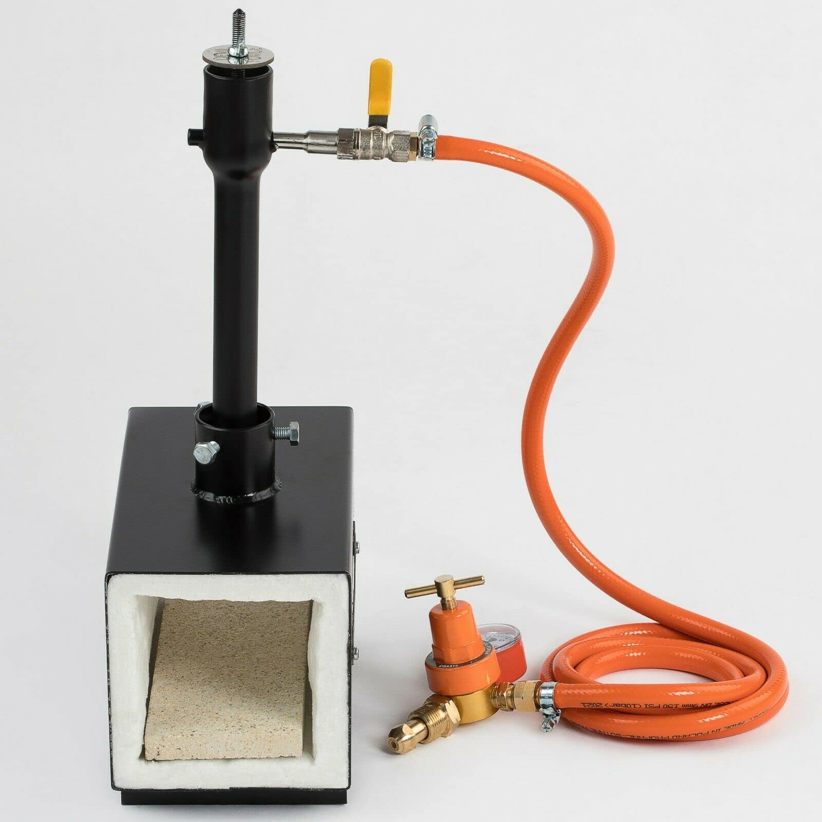 DEVIL-FORGE DFPROF1b Propane Gas Forge - 80,000 BTU Single Burner with Gas Ball Valve & Air Choke for Knife Making, Blacksmithing, Farrier Work - Reaches 2500°F/1370°C - Perfect for Metalworking, Jewelry Crafting & DIY Projects