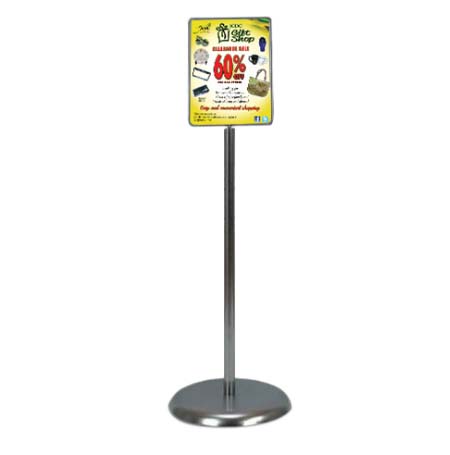 7x11 Pedestal Poster Sign Stand with Round Base - Silver Chrome Floor Stand for Retail Displays, Trade Shows & Events - Durable & Stylish Advertising Solution