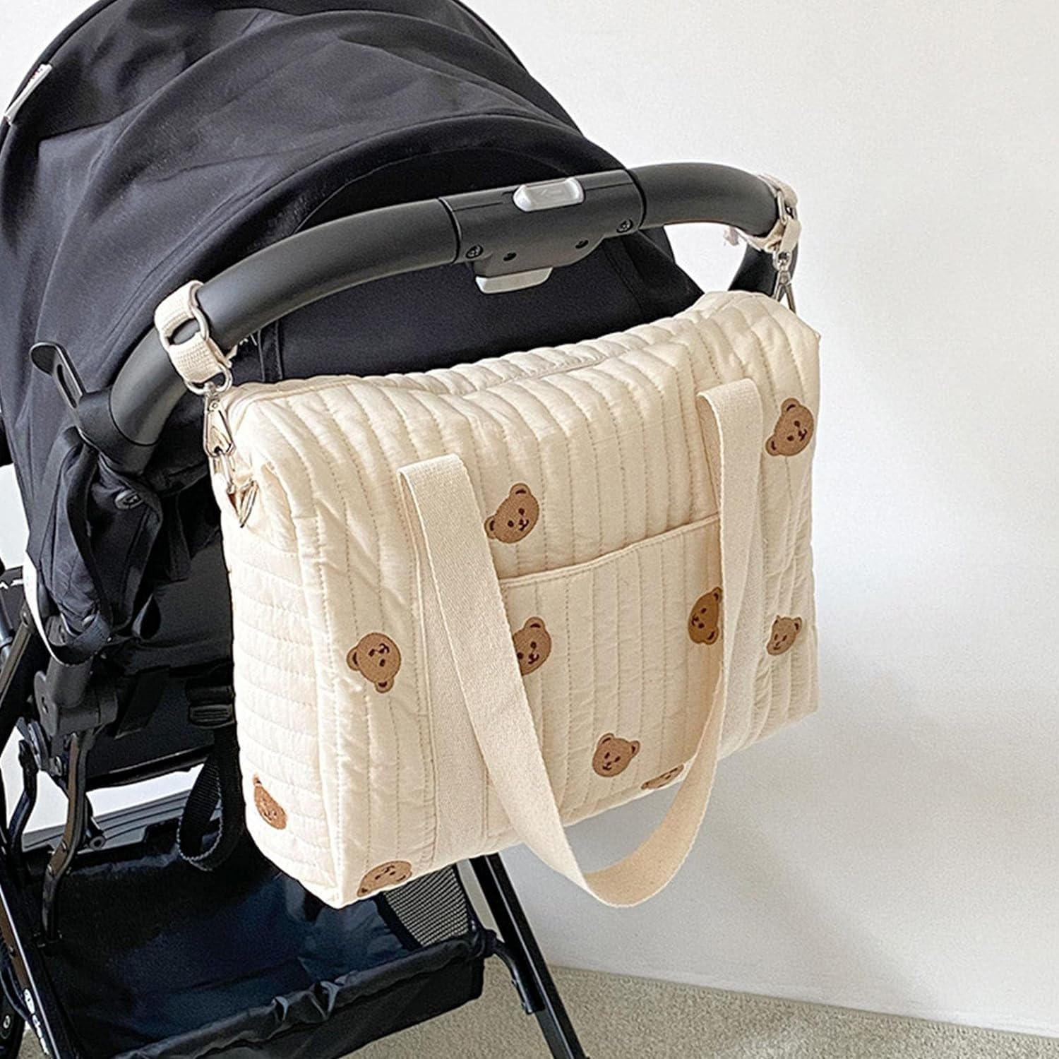Multifunctional Large Diaper Bag Tote for Moms - Spacious Travel Baby Organizer with Pockets for Bottles, Clothes, Diapers & Toys | Perfect for Nursery, Daycare & Family Outings (Little Bear Design)