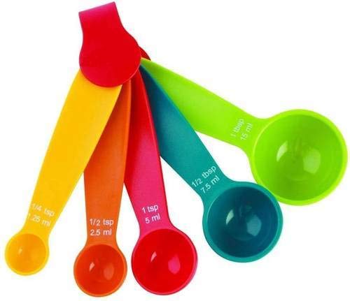 5-Piece Colorful Measuring Spoon Set for Baking & Cooking - Stainless Steel Kitchen Utensil Tools | Perfect for Measuring Spices, Flour, Sugar & Liquid Ingredients