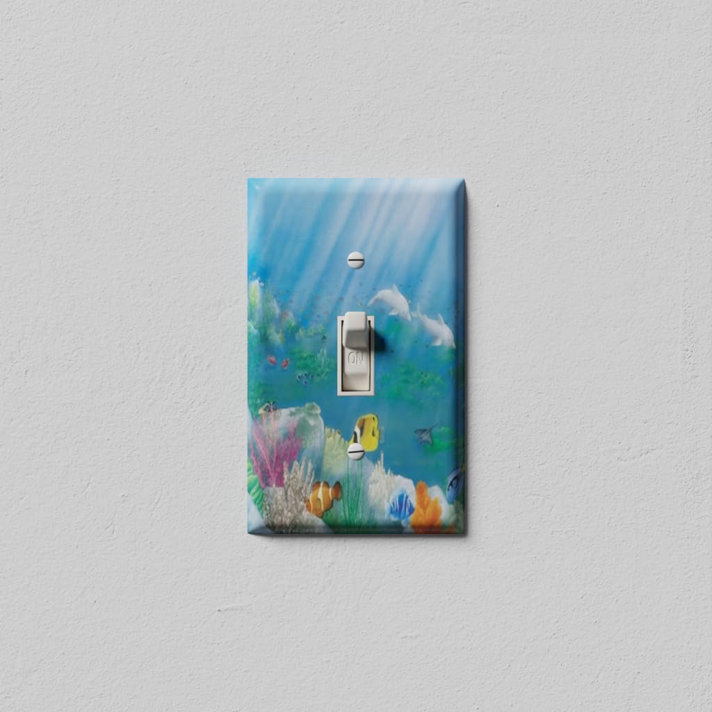 Deep Blue Fish Light Switch Cover - Toggle Wall Plate for Home Decor