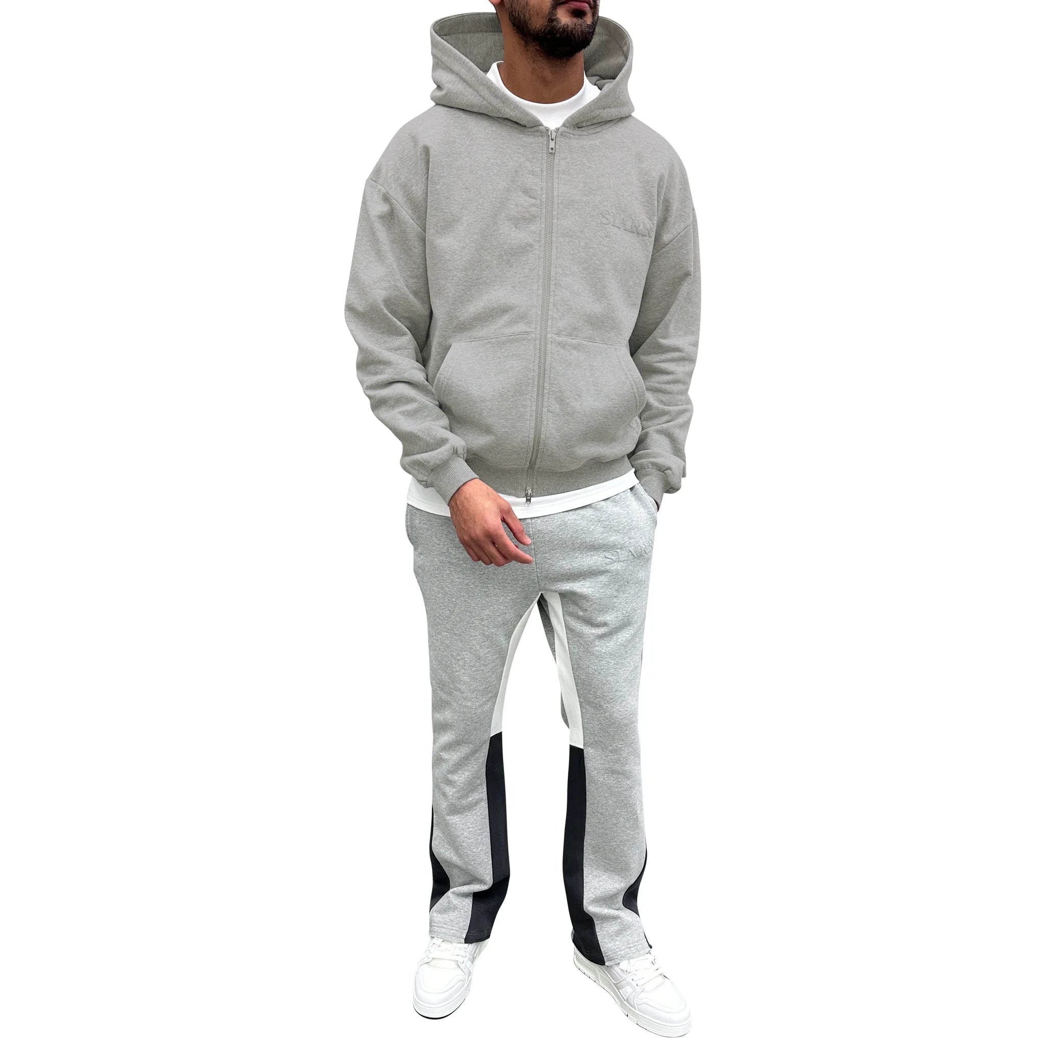 SIARR Light Grey Zip Up Hoodie for Men & Women | Soft Fleece Pullover with Front Pockets | Casual Streetwear for Outdoor Activities, Gym & Lounge