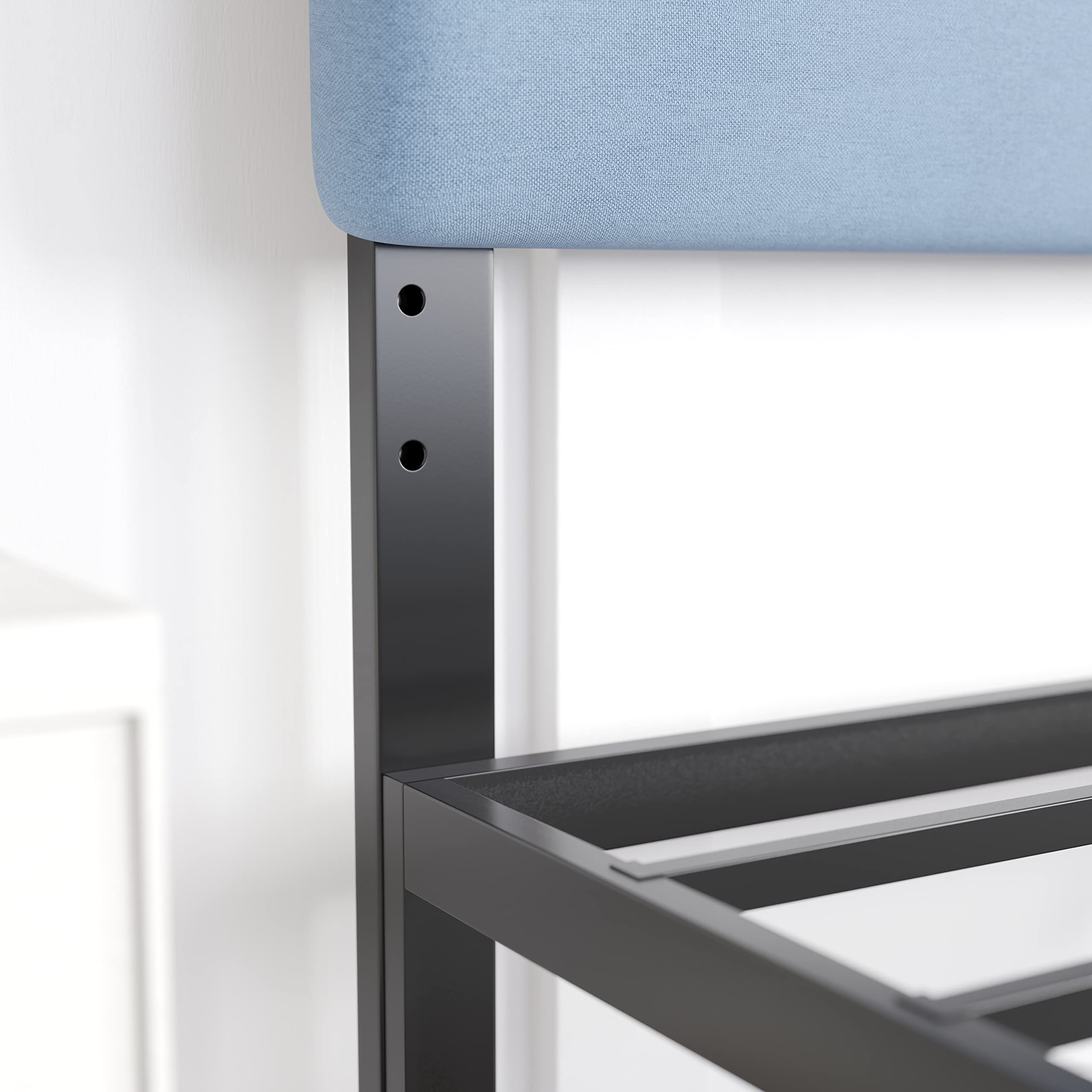 Emma & Oliver Gannon King Headboard - Blue Fabric Upholstered Adjustable Height Bed Headboard - Easy 30-Min Assembly - Fits Most Bed Frames (Not Included) - Perfect for Master Bedroom Decor & Guest Room Upgrade