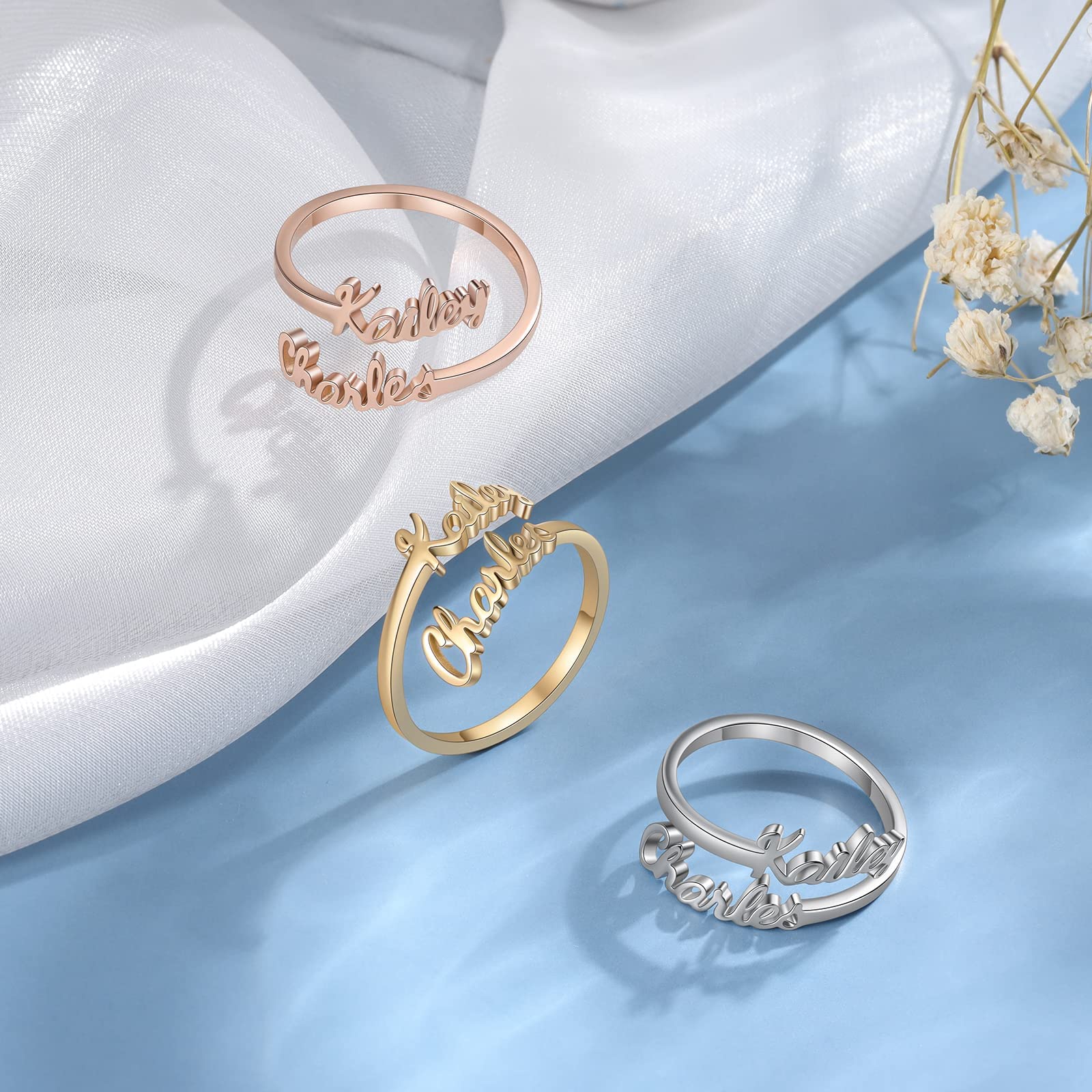 Custom Adjustable Name Ring for Women - Personalized Promise Jewelry for Sister, Best Friend, Birthday, Anniversary, or Special Occasion Gift