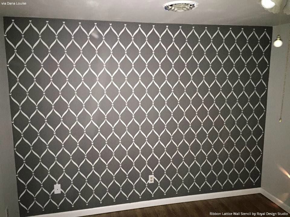 Ribbon Lattice Wall Stencil - Reusable DIY Painting Template for Home Decor, Crafts & Furniture - Perfect for Bedroom, Nursery, Living Room Accent Walls
