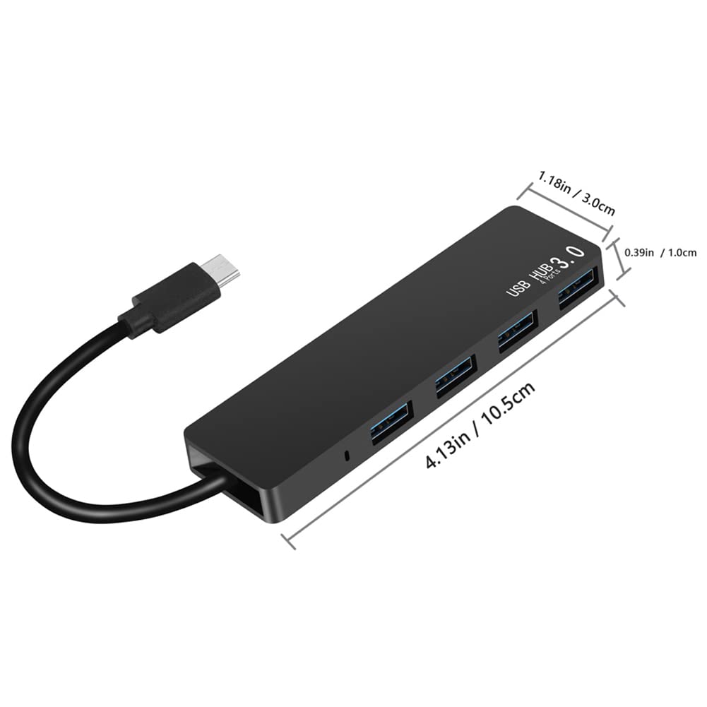 USB C Hub 4-Port Adapter for MacBook Pro - High Speed Aluminum USB 3.0 Hub for iMac, Mac Mini & USB-C Devices - Perfect for Office & Travel