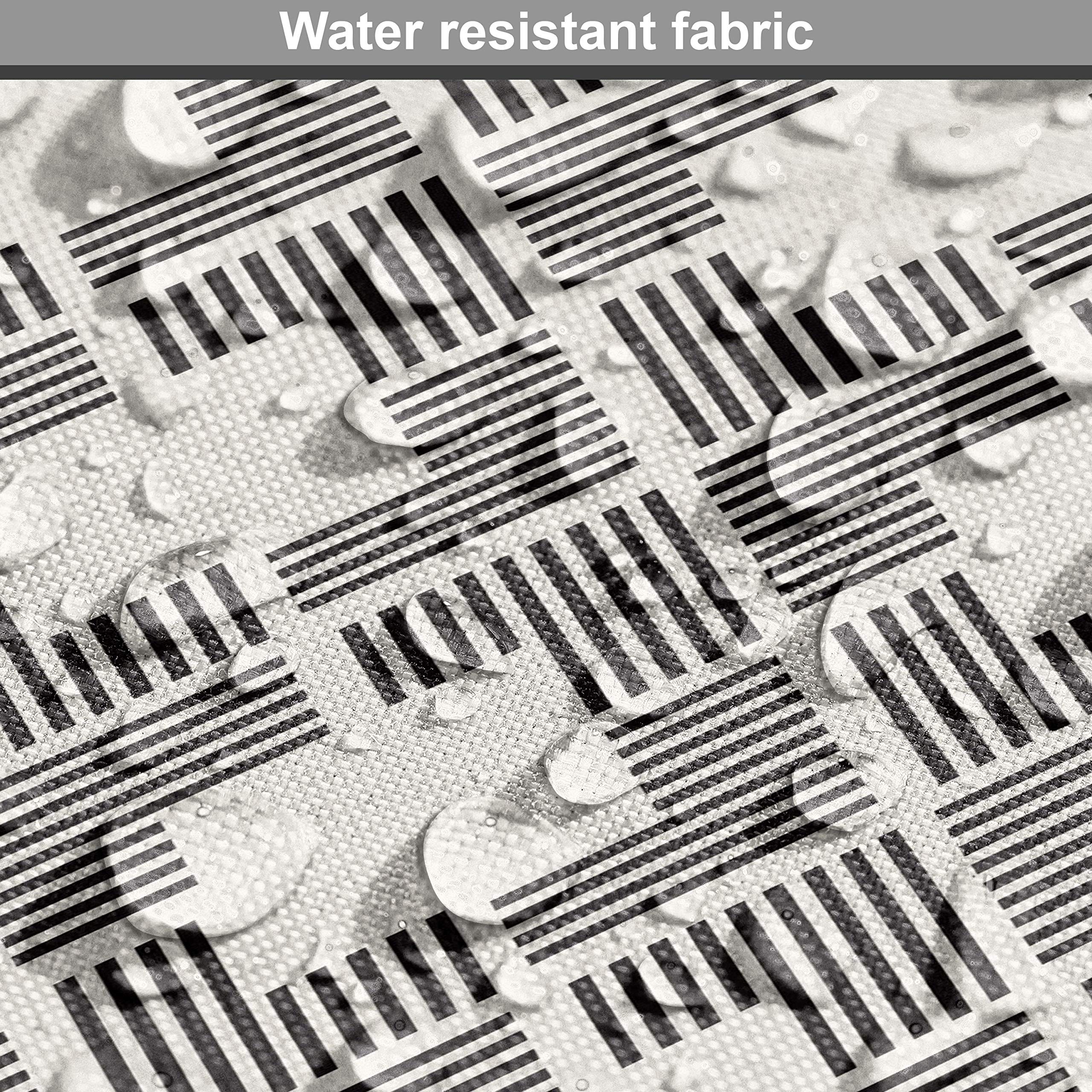 Ambesonne Abstract Fabric by The Yard - Modern Geometric Monochrome Pattern with Lines, Squares & Lattice | 10 Yards Upholstery Fabric for Sofa, Curtains & Home Decor | Charcoal Grey Eggshell for Living Room & Bedroom Accents