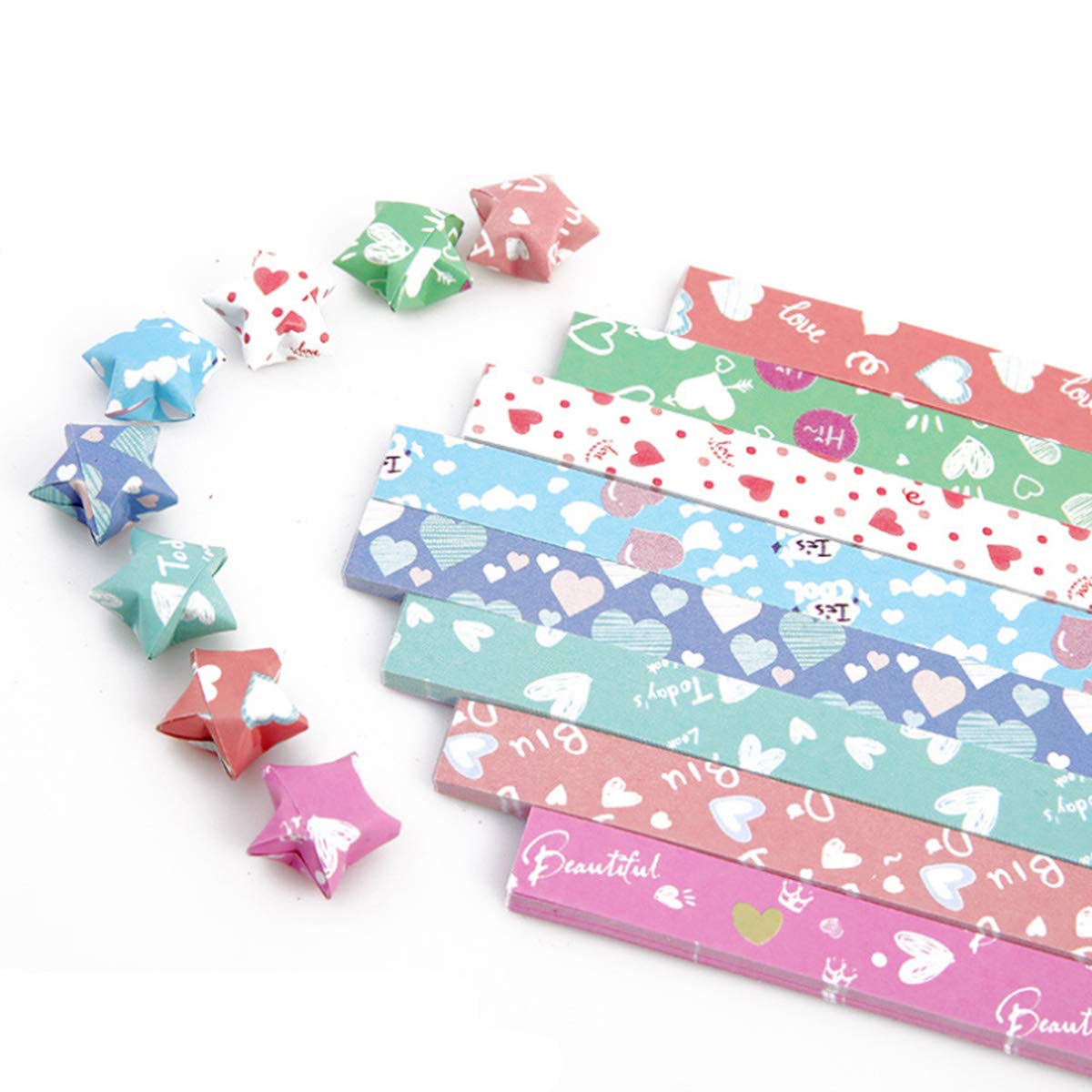 1120 Sheets Origami Paper Stars Kit - DIY Handmade Lucky Star Folding Strips for Arts & Crafts, Heart Design | Perfect for Gift Wrapping, Party Decorations & Relaxation Therapy