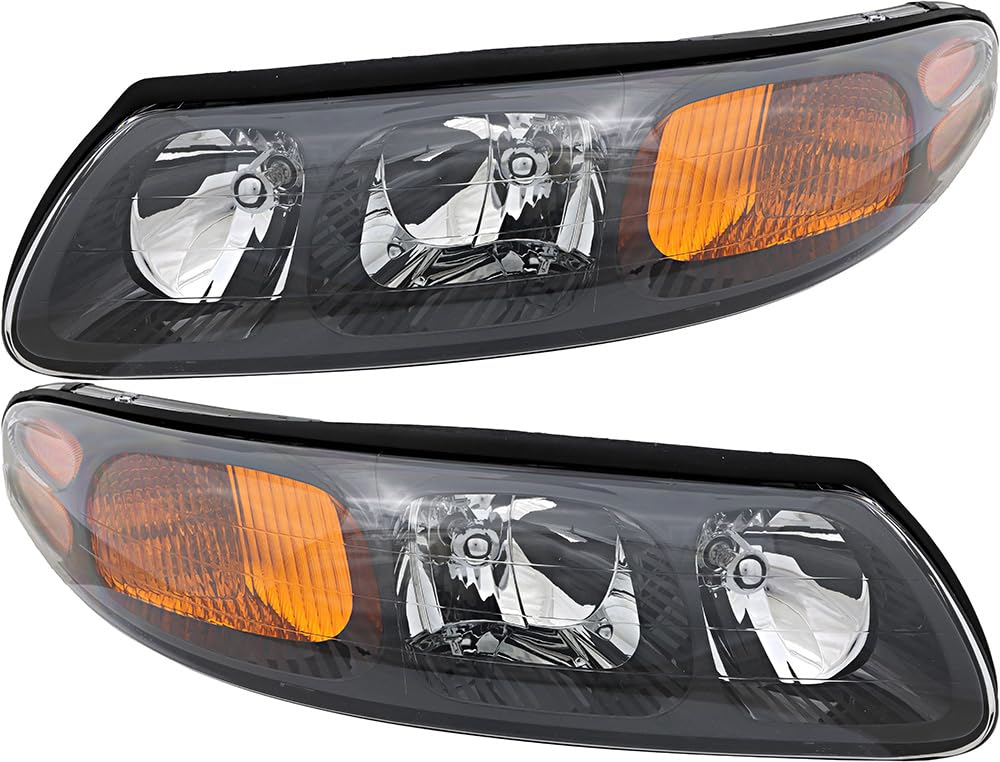 2000-2003 Pontiac Bonneville Halogen Headlight Assembly Pair - Driver & Passenger Side Replacement Lamps for Improved Night Visibility