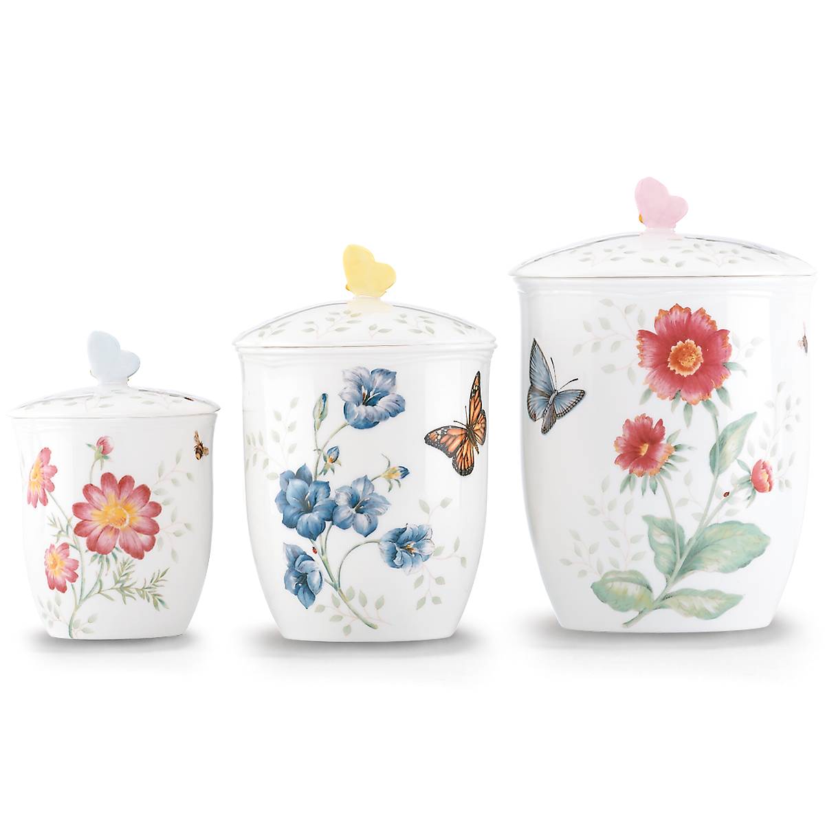 Butterfly Meadow 3-Piece Airtight Kitchen Canister Set for Flour, Sugar & Coffee - Perfect for Pantry Organization & Countertop Storage